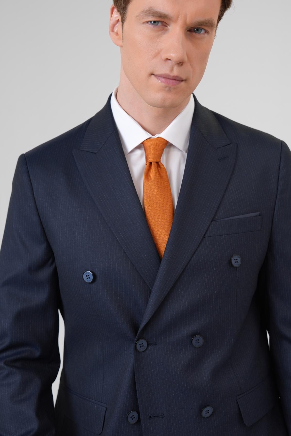 Slim Kalıp Desenli Takım Elbise