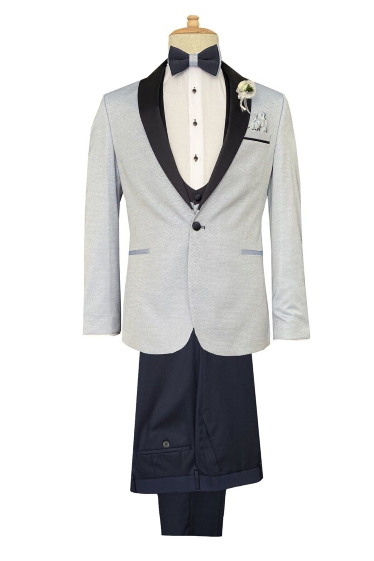 Süvari Yelekli Buz Mavisi Slim Fit Damatlık