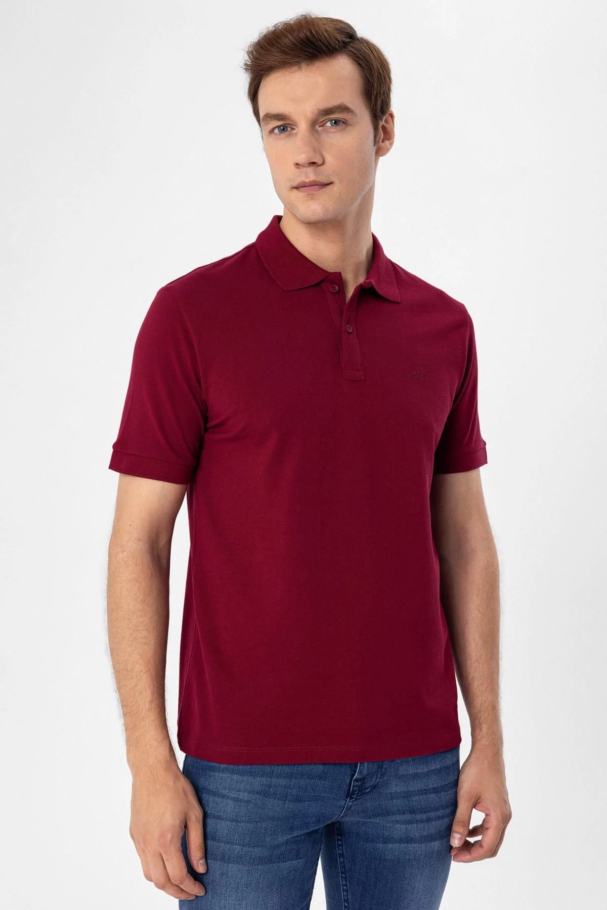 Polo Yaka Slim Kalıp Armürlü Tişört