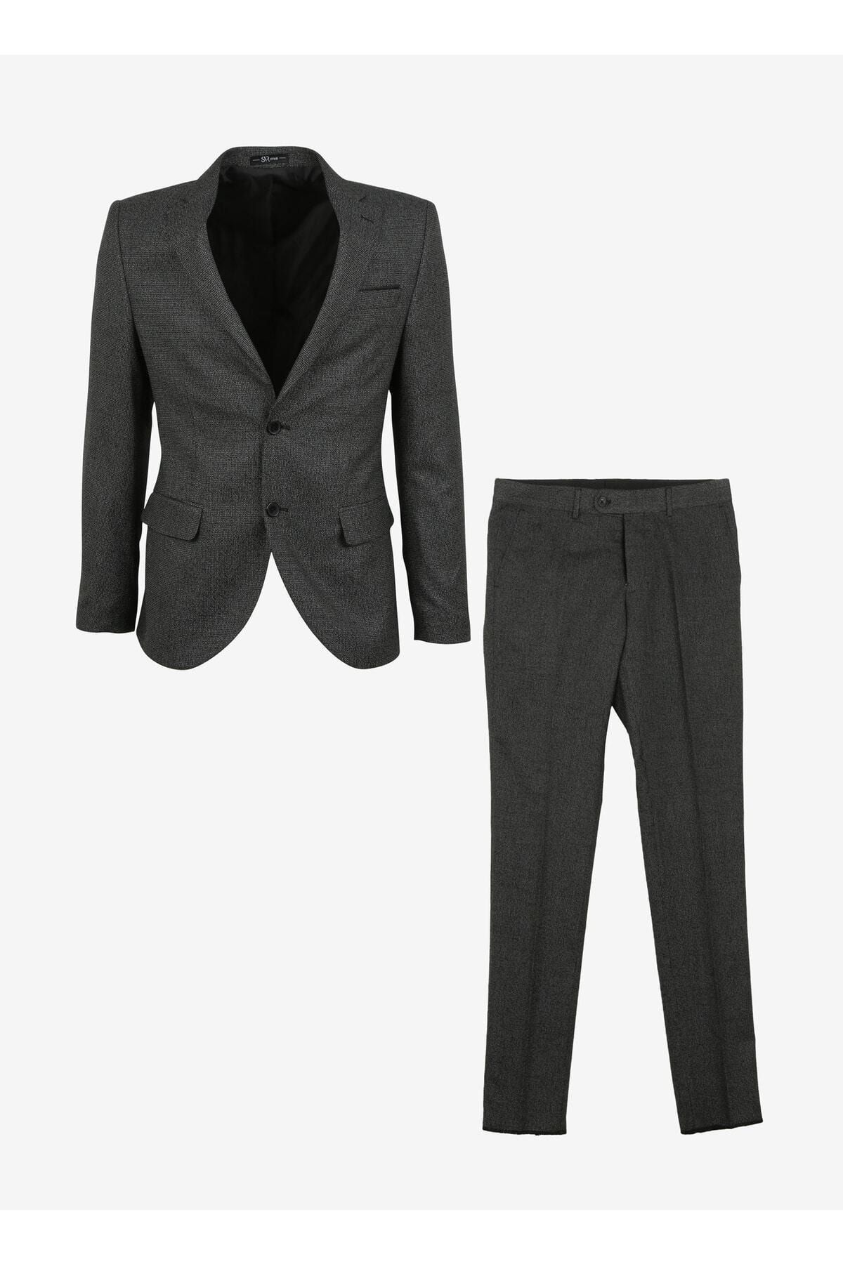 Normal Bel Slim Fit Siyah Erkek Takım Elbise Tk1006900246
