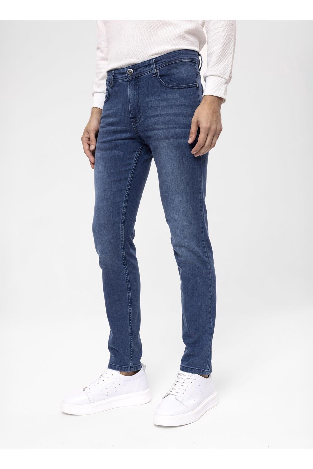 Süvari Normal Bel Normal Paça Slim Fit Mavi Erkek Pantolon PN2016600126