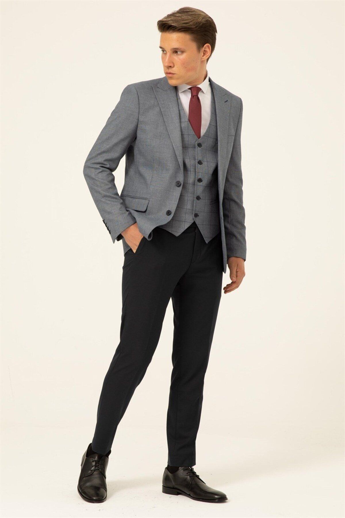 Süvari Slim Fit 6drop Kombinli Lacivert Erkek Takım Elbise