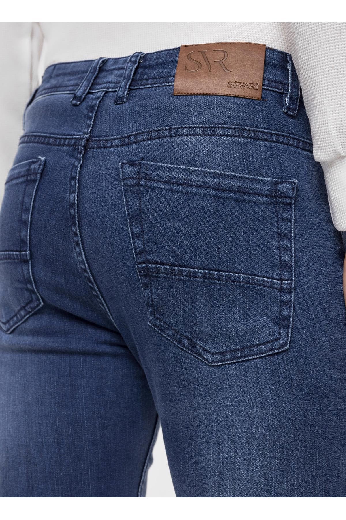 Süvari Normal Bel Normal Paça Slim Fit Mavi Erkek Pantolon PN2016600126