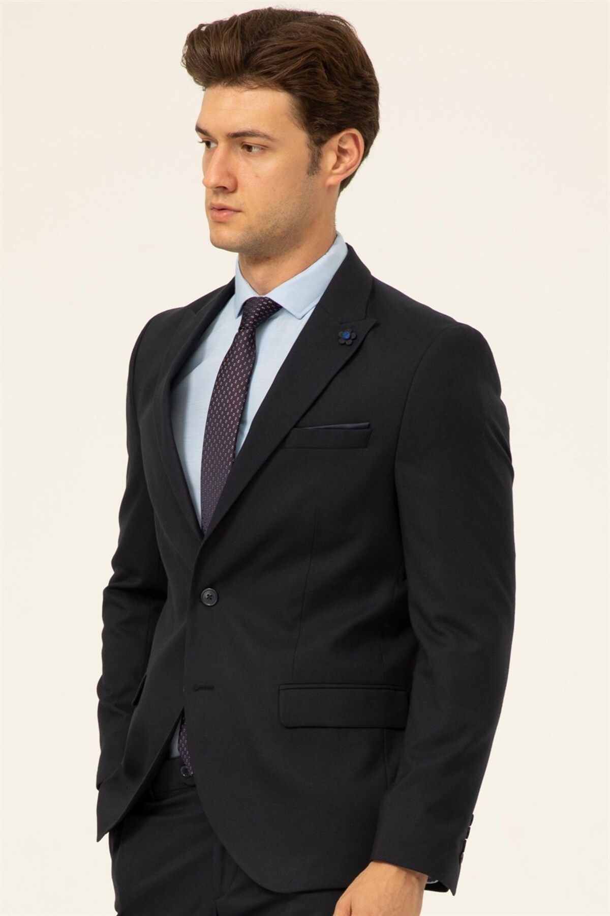 Süvari 6 Drop Slim Fit Lacivert Yeleksiz Düz Takım Elbise