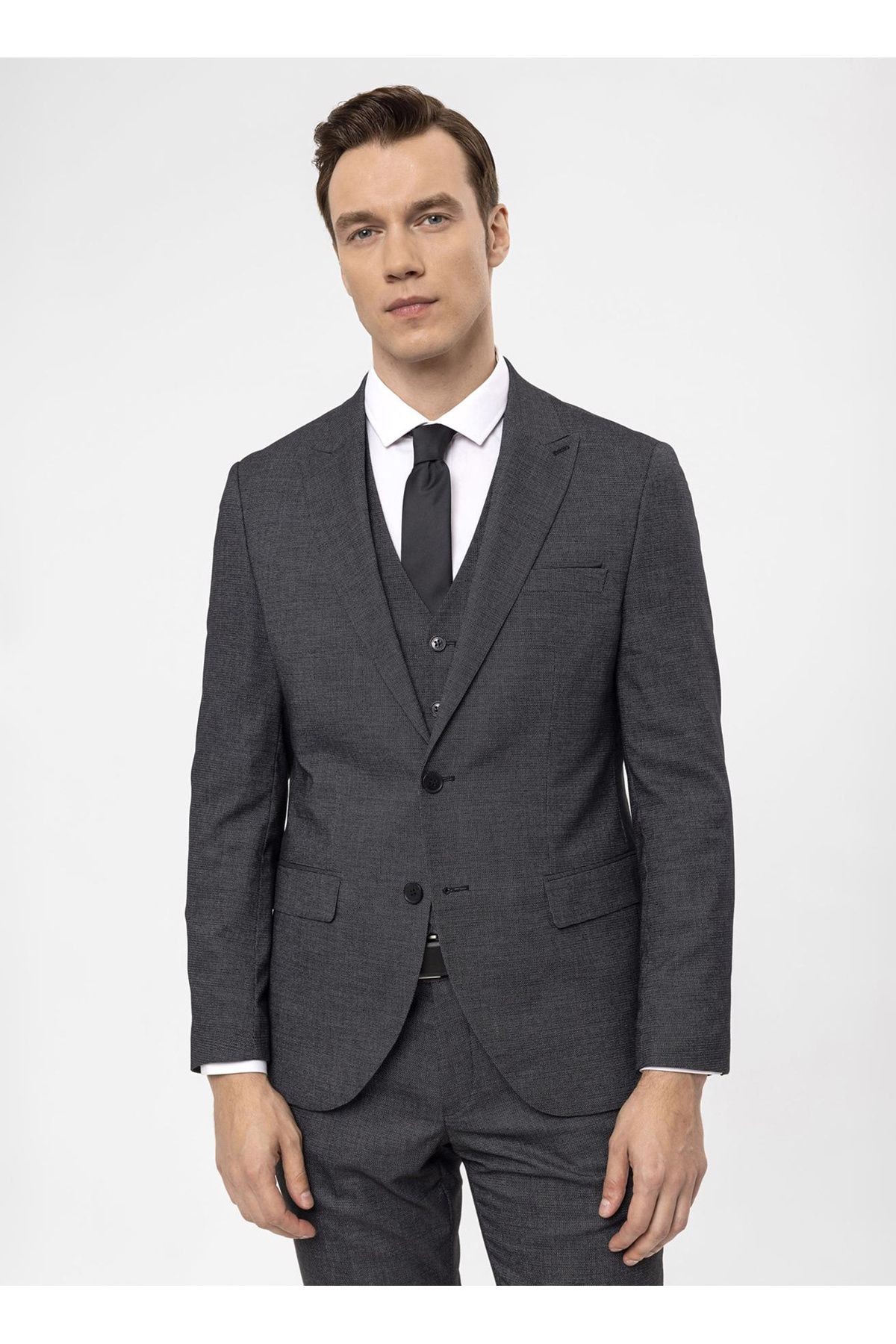 Süvari Normal Bel Slim Fit Siyah Erkek Takım Elbise TK1020000270