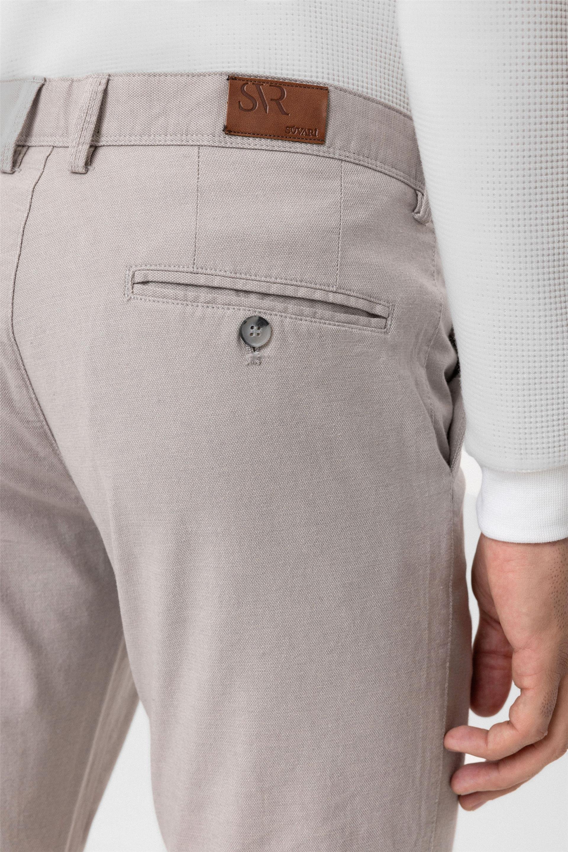 Süvari Dar Kesim Armür Desenli Premium Ceaser Keten Pantolon