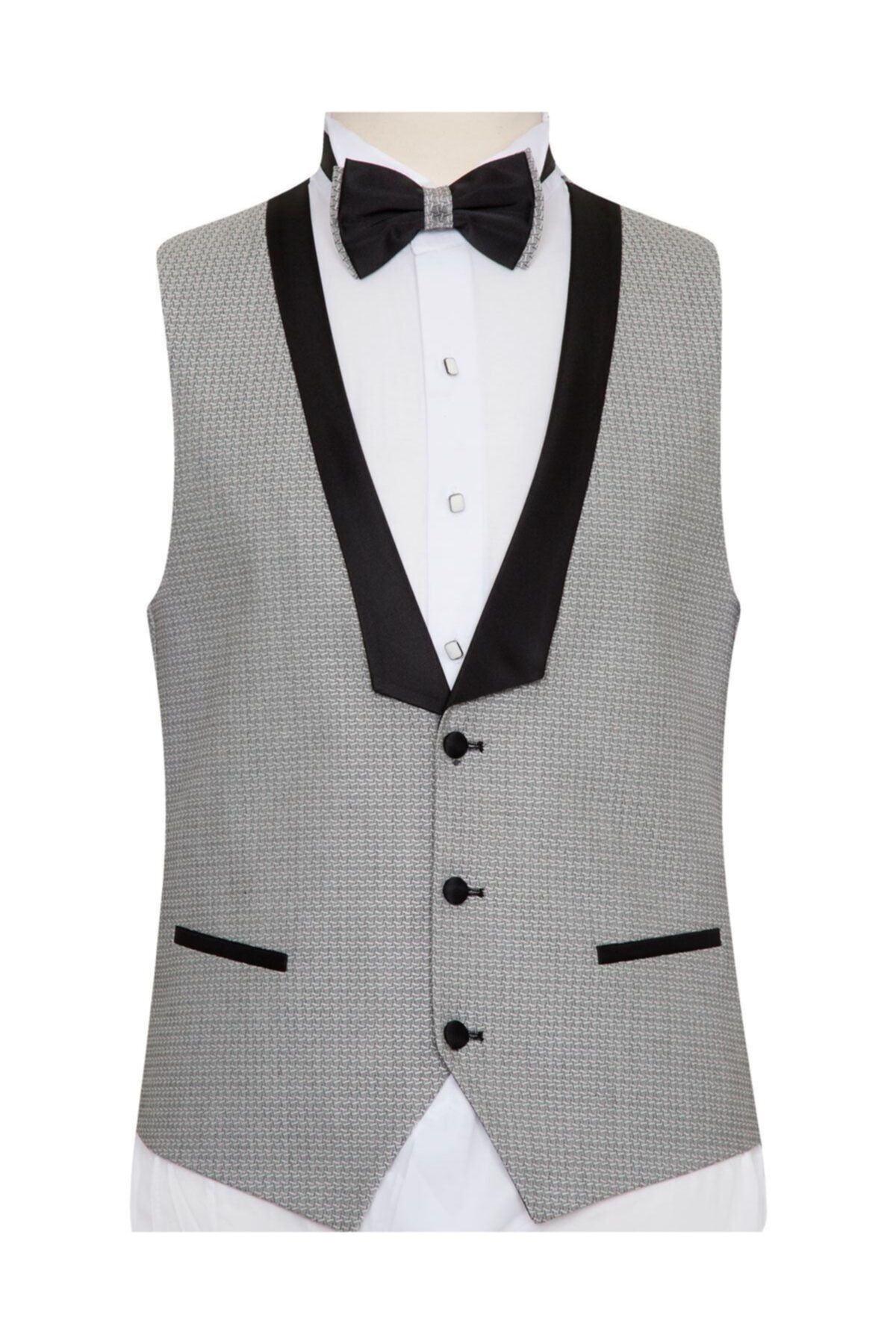 Dokulu Yelekli Slim Fit Smokin