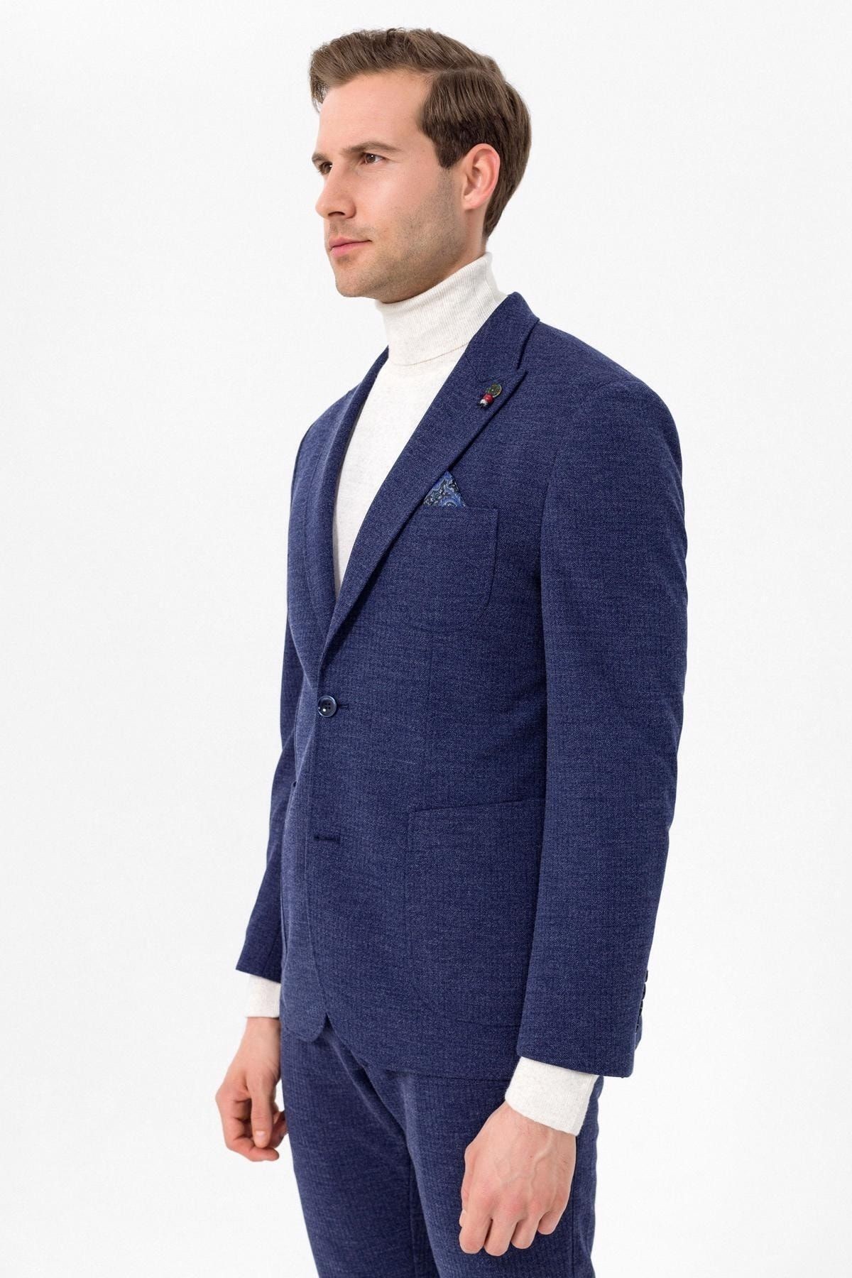 Slimfit Armürlü Takım Elbise