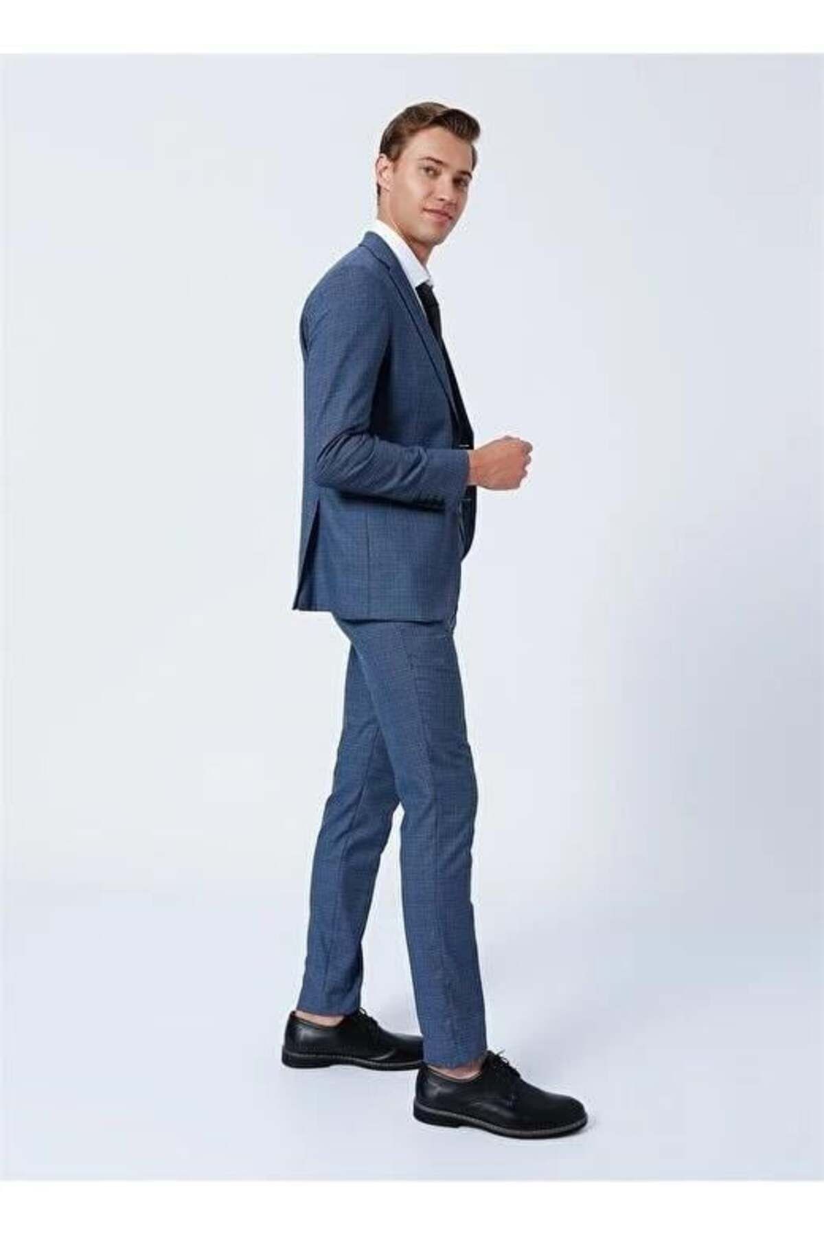 Süvari Normal Bel Slim Fit Mavi Erkek Takim Elbise