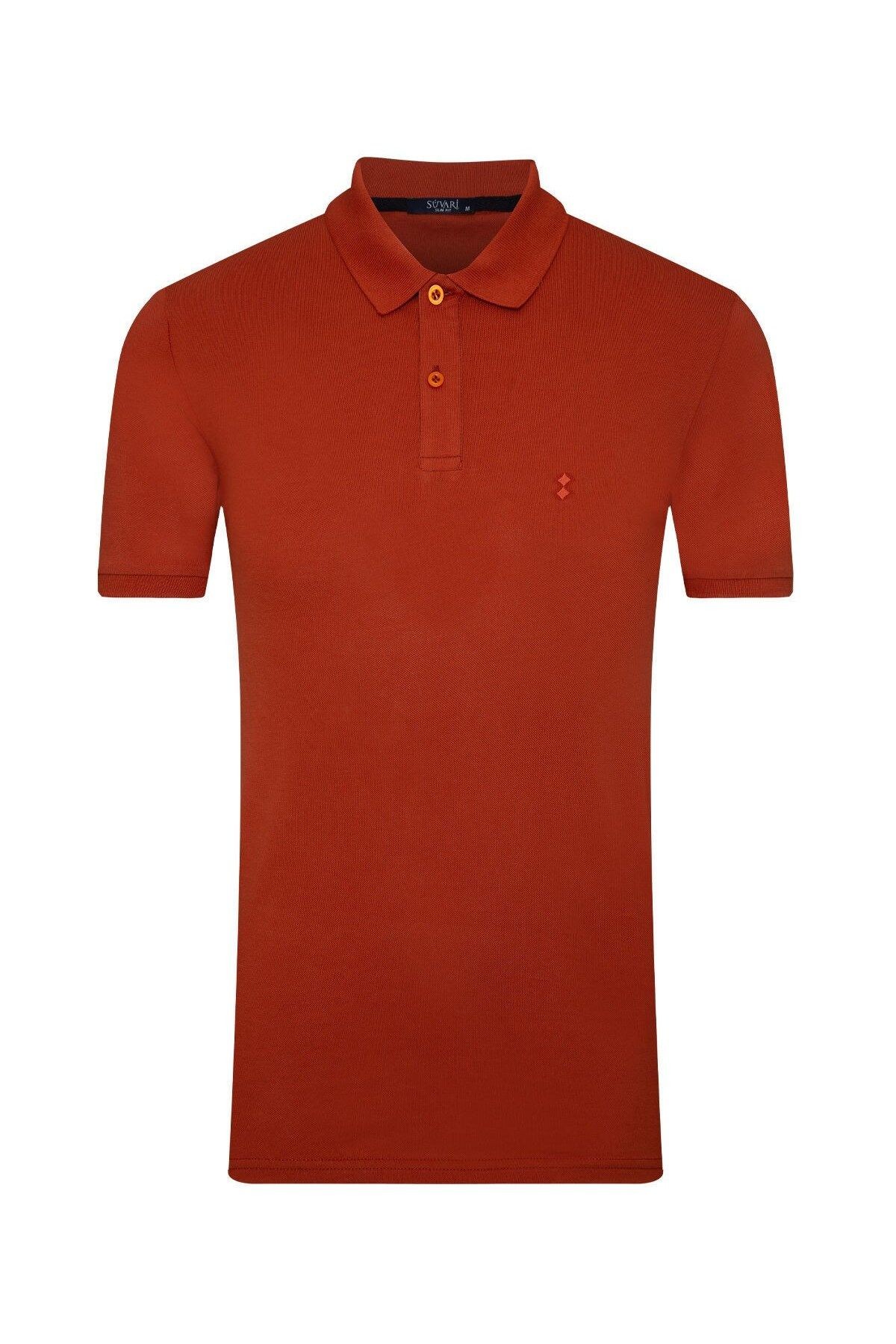 Süvari Slim Fit Polo Yaka Turuncu Erkek Tişört