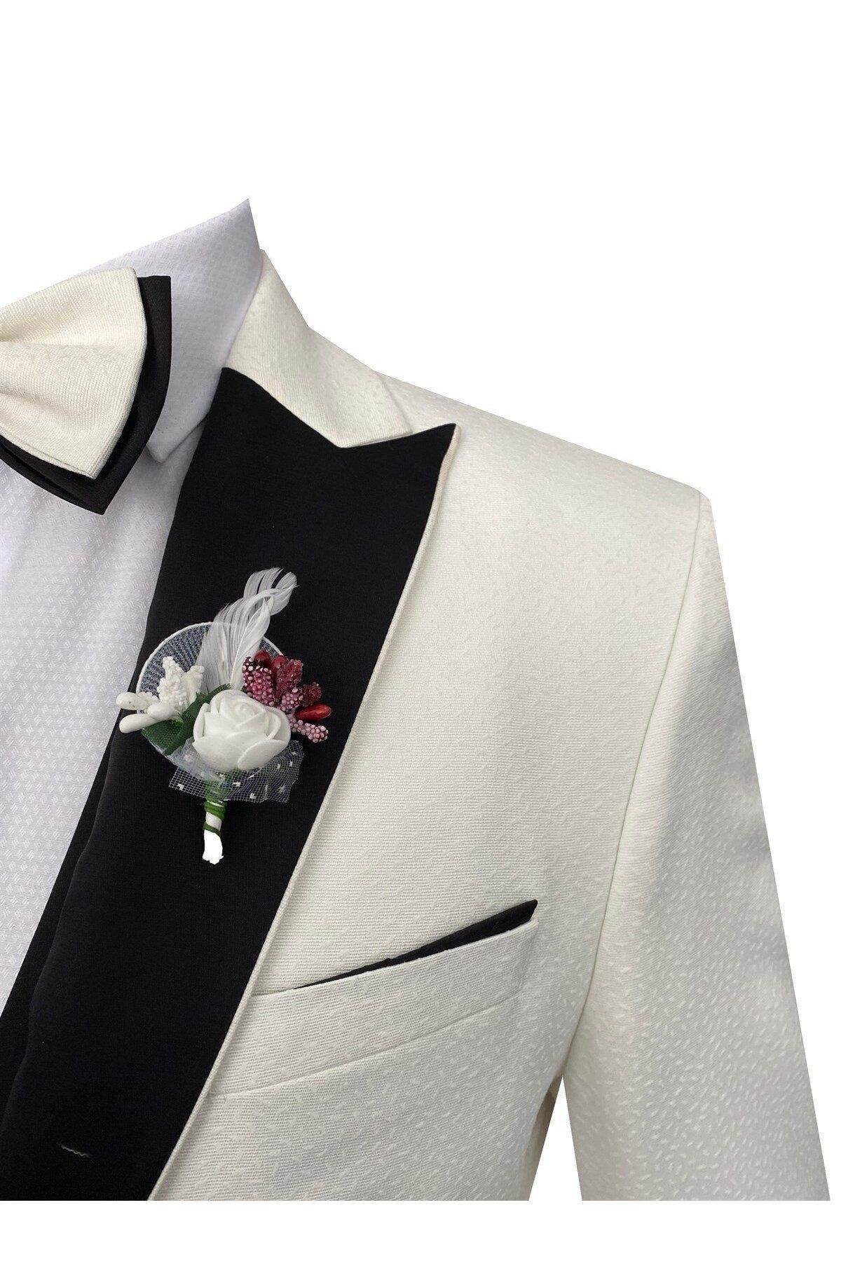 Süvari Beyaz Slim Fit Damatlık Elbise