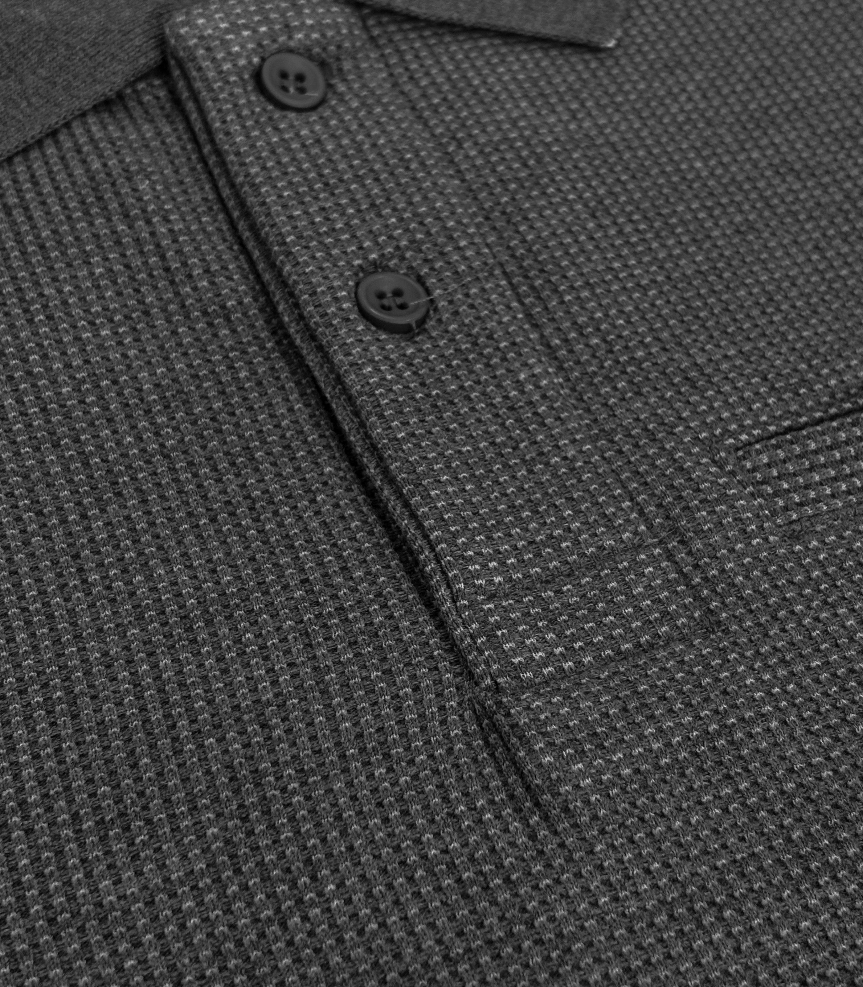 Süvari Rahat Kalıp Polo Yaka Melanjlı Cepli Uzun Kol Sweat