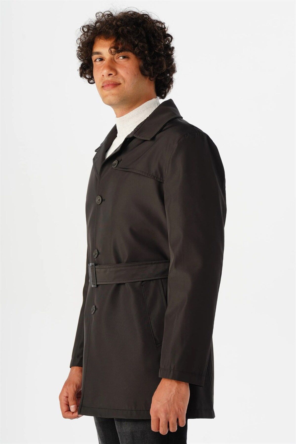 Süvari Bol Kalıp Lacivert Erkek Trençkot