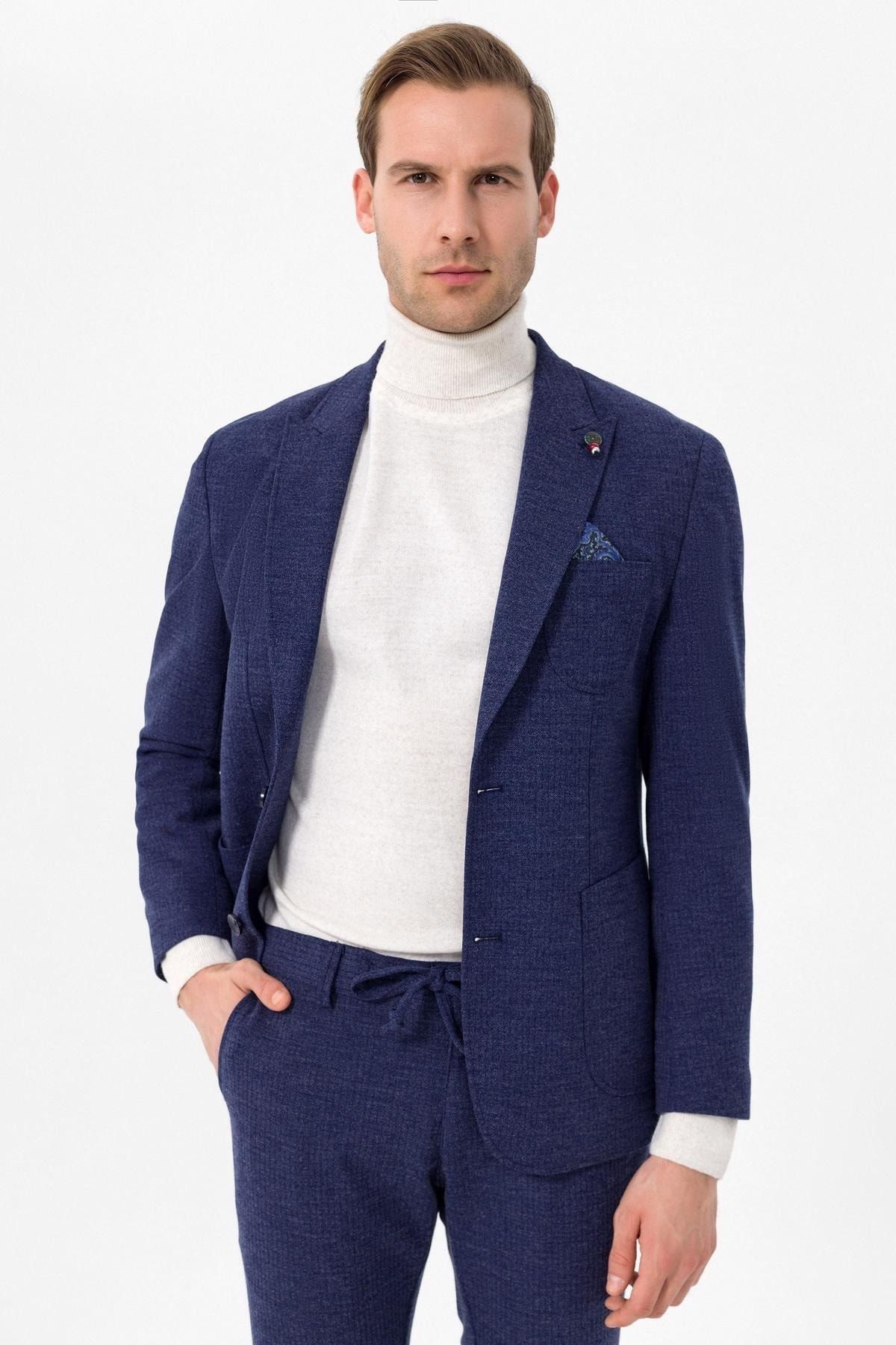 Slimfit Armürlü Takım Elbise