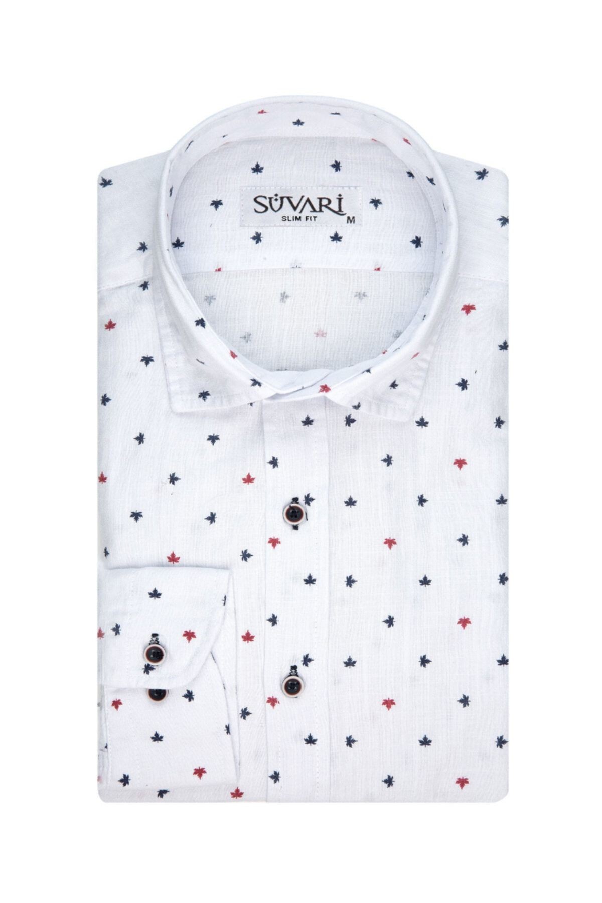 Slim Fit Desenli Beyaz Erkek Gömlek