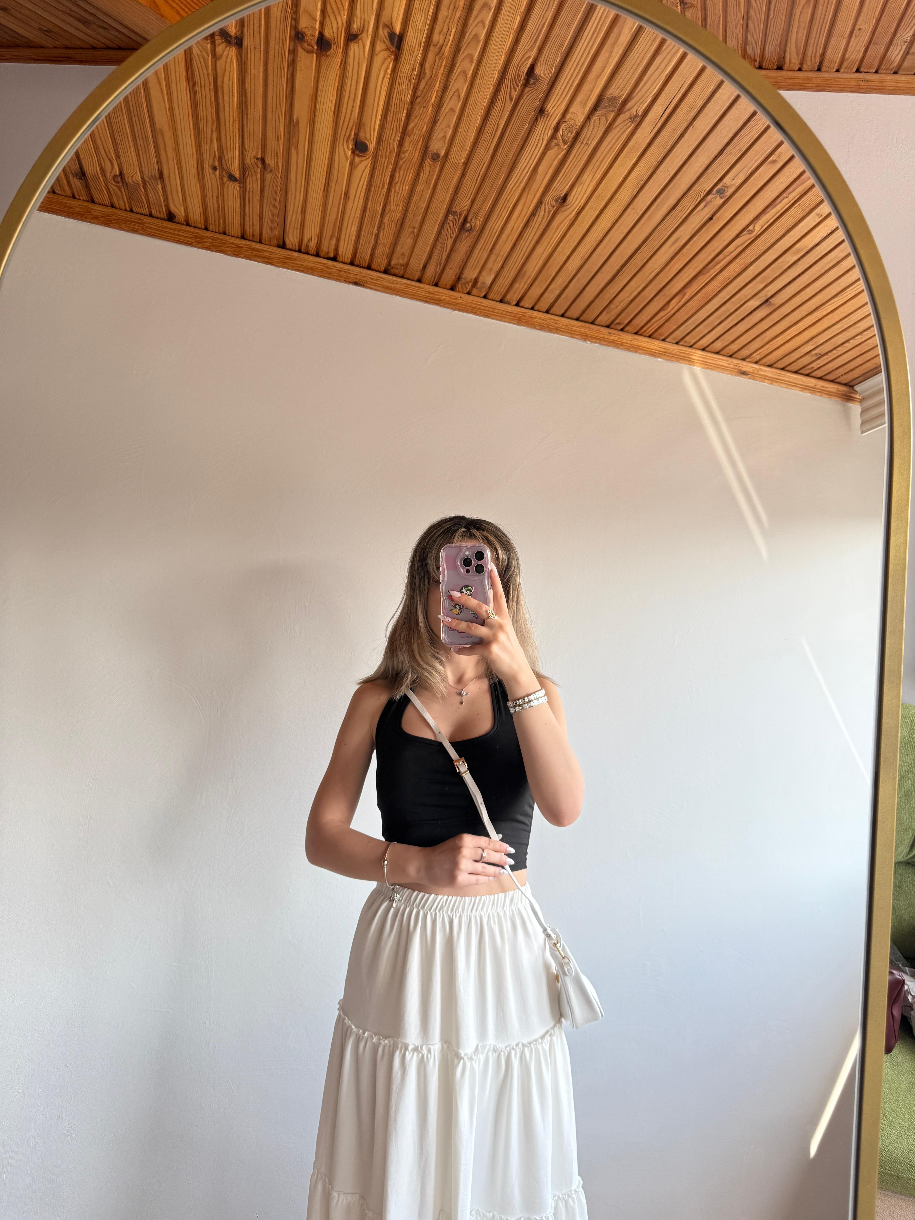 CC Model Mini Boy Beyaz Aksesuar Detaylı Kadın El ve Omuz Çanta 