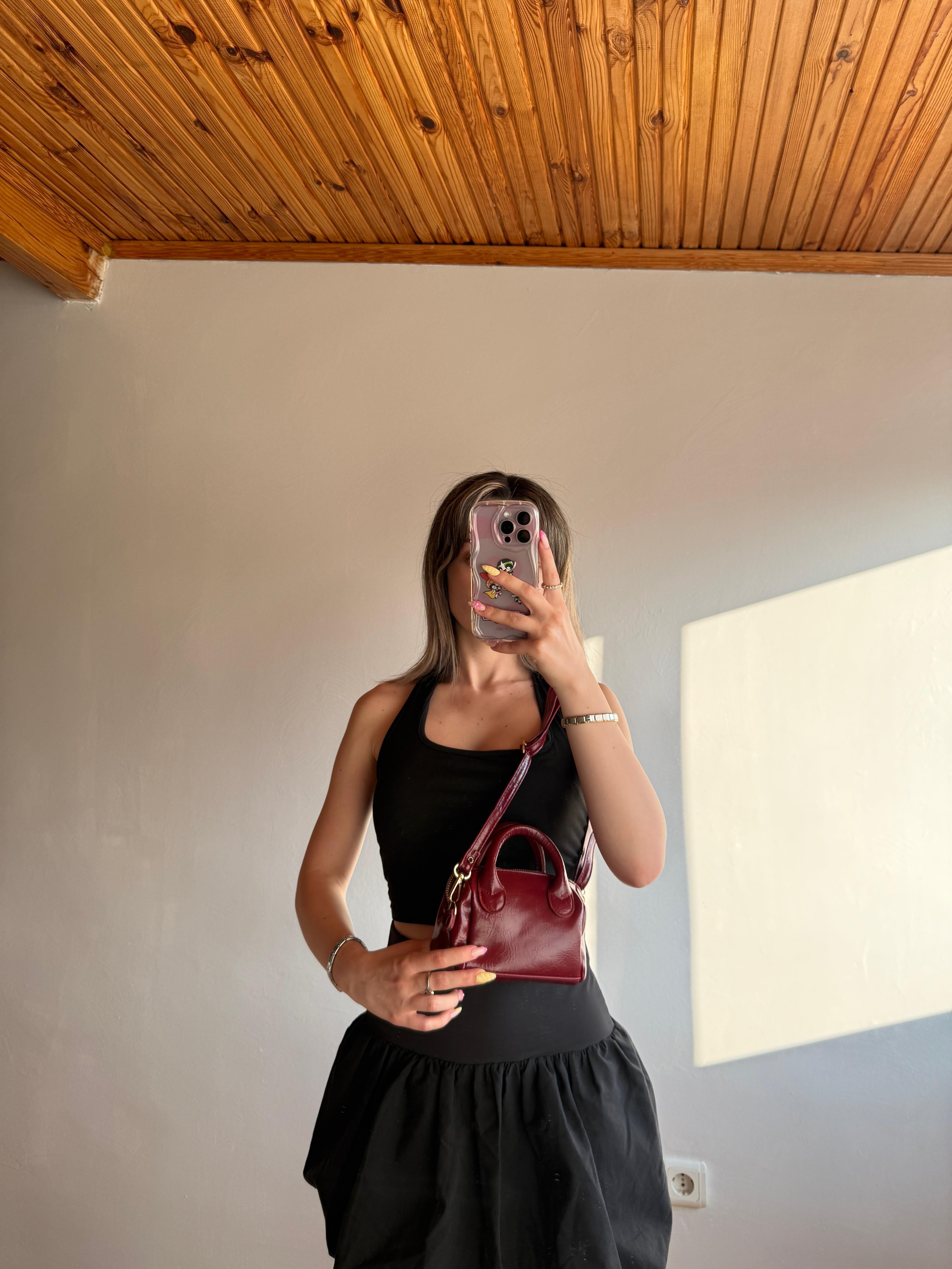 VK Model Bordo El ve Omuz Çantası