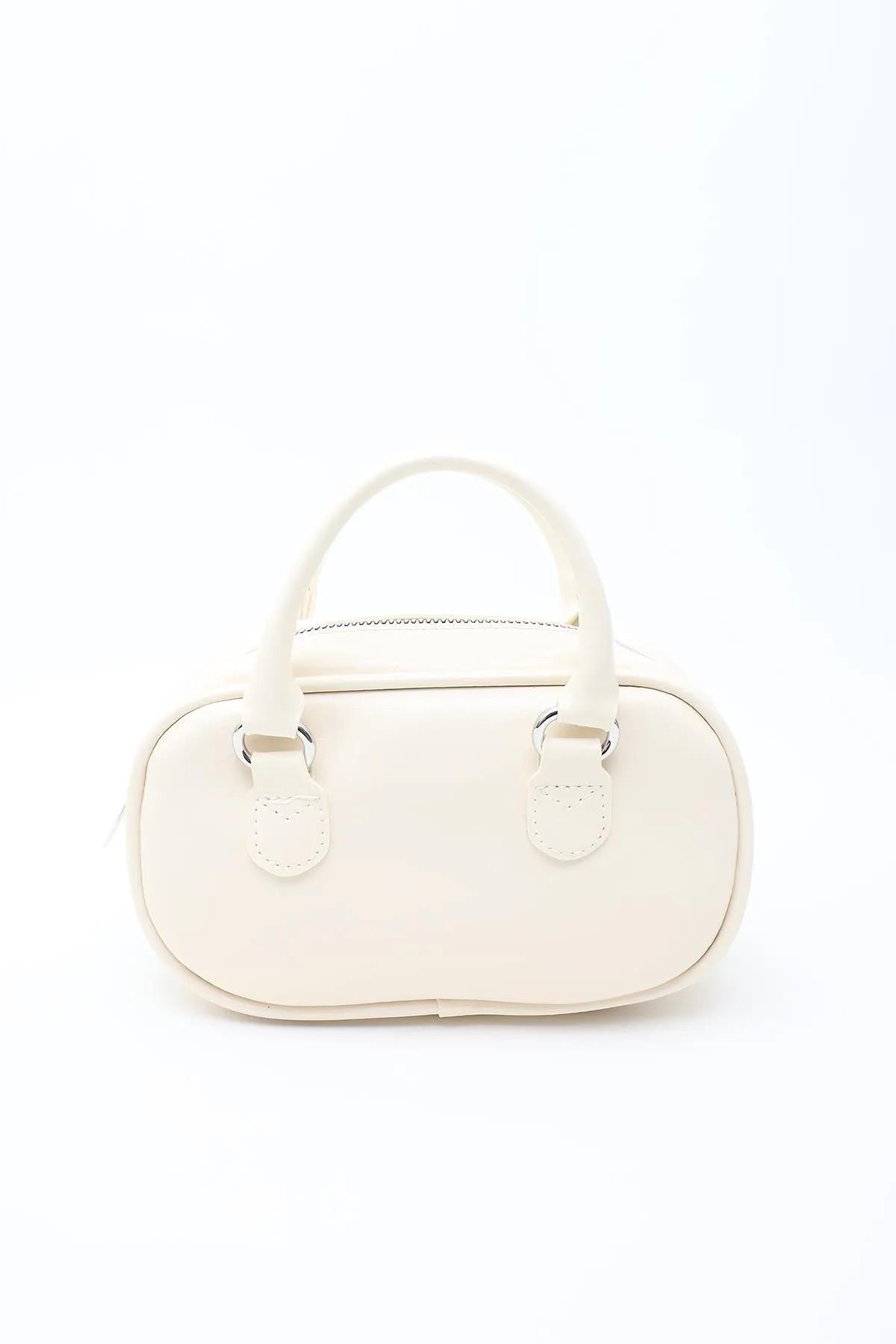 Elva Model Krem Mini Çapraz Askılı Retro Çanta