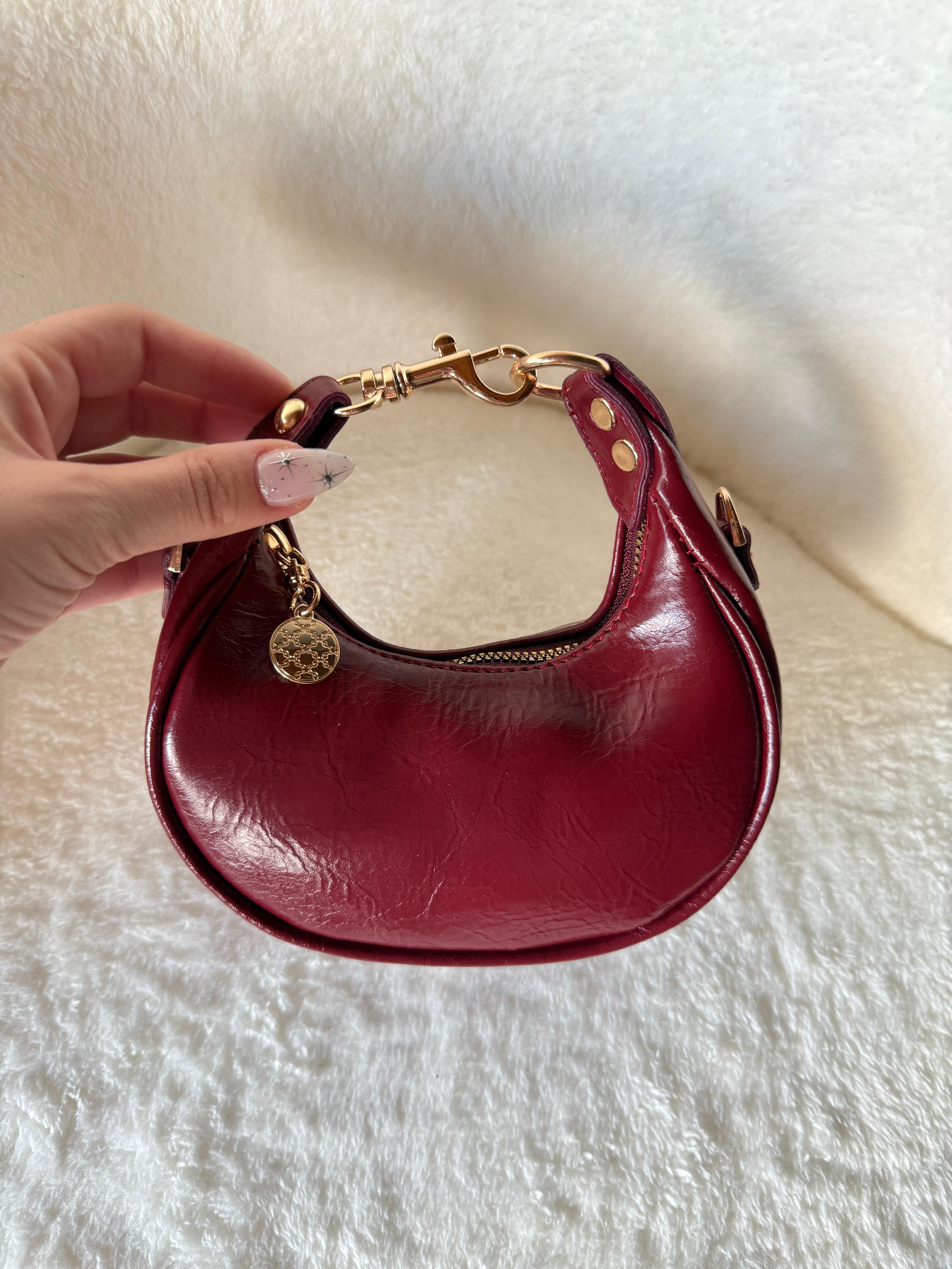 CC Model Mini Boy Bordo Aksesuar Detaylı Kadın El ve Omuz Çanta 