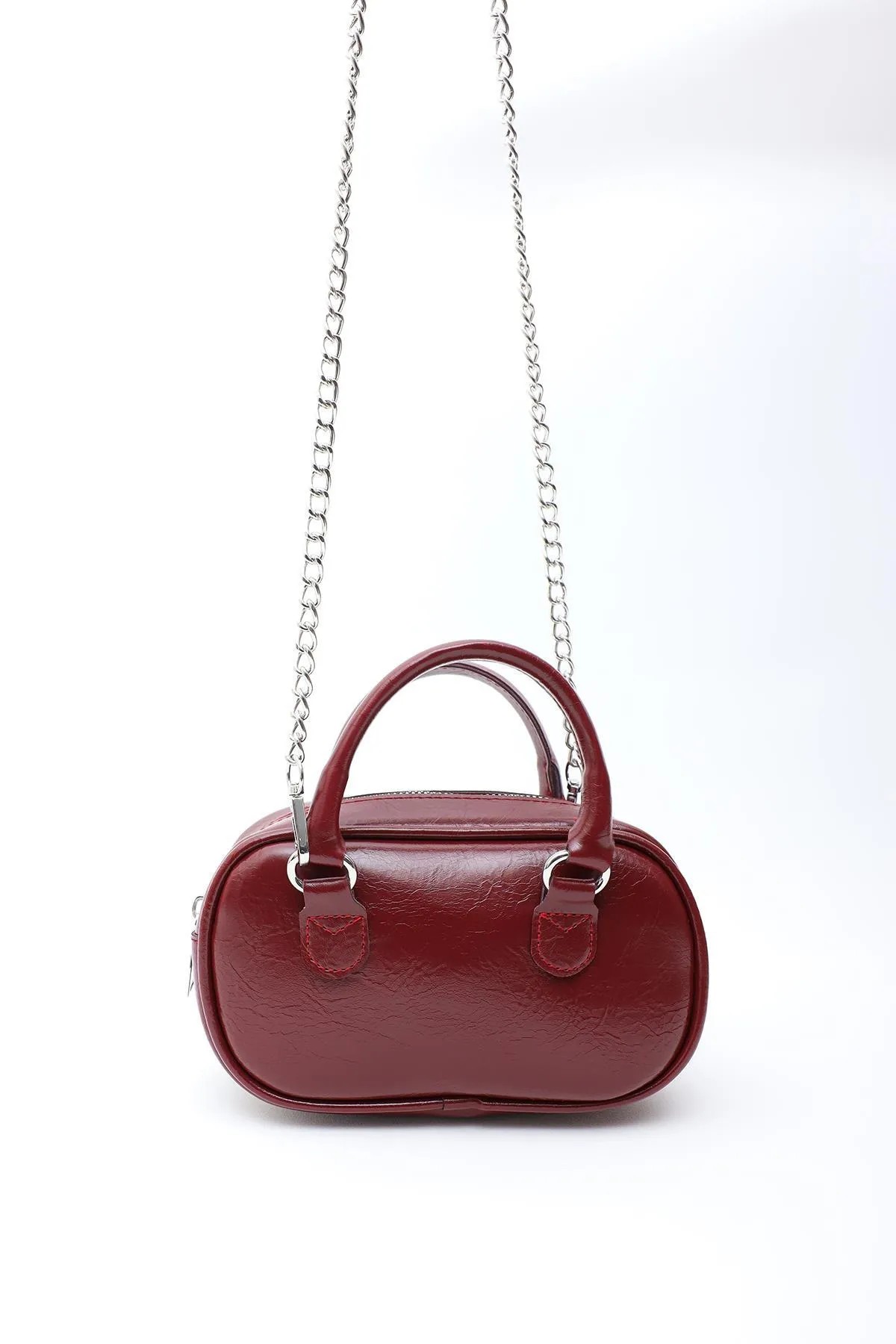 Elva Model Bordo Mini Çapraz Askılı Retro Çanta