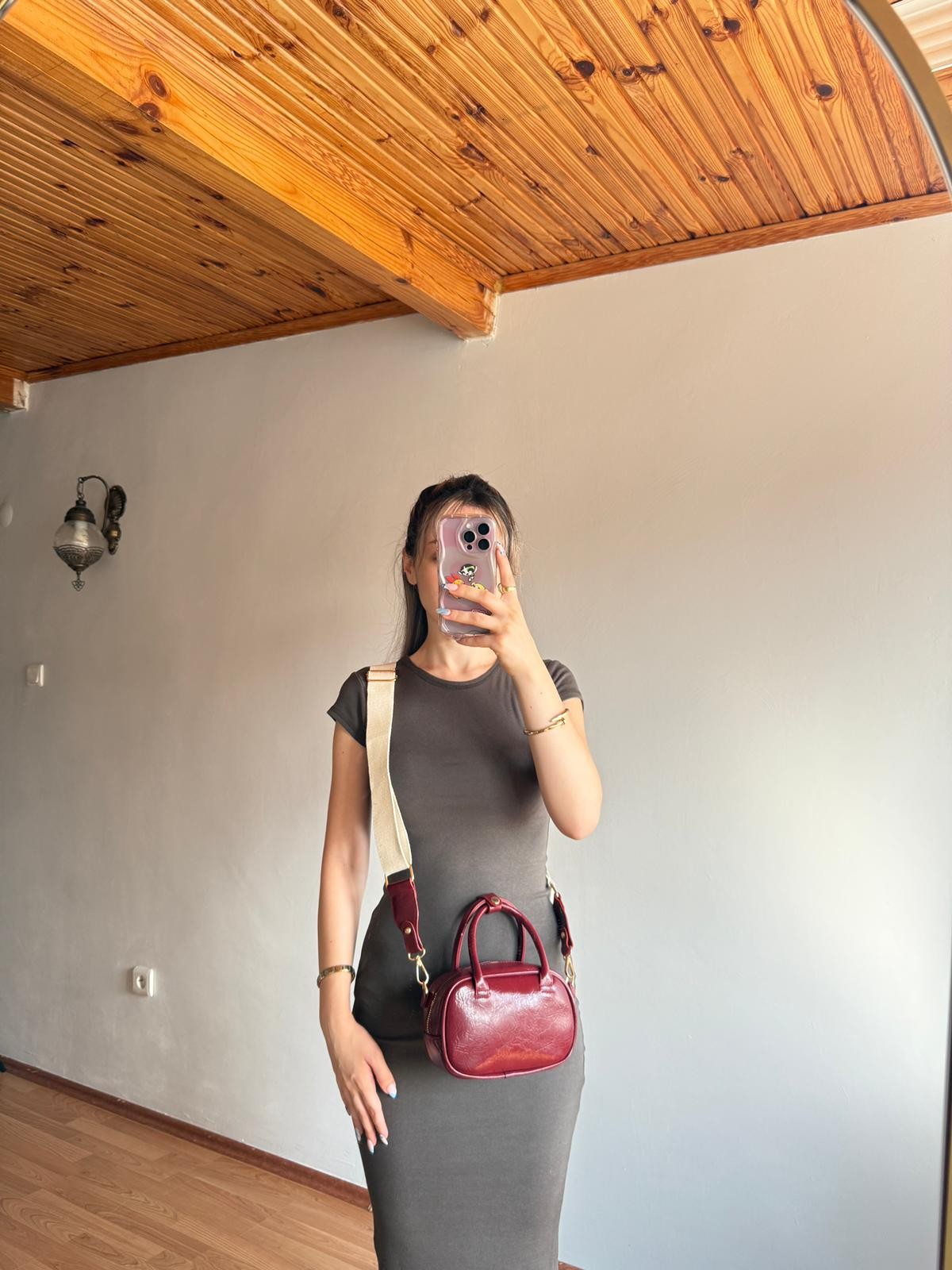 Velora Model Bordo Kadın El ve Omuz Çantası