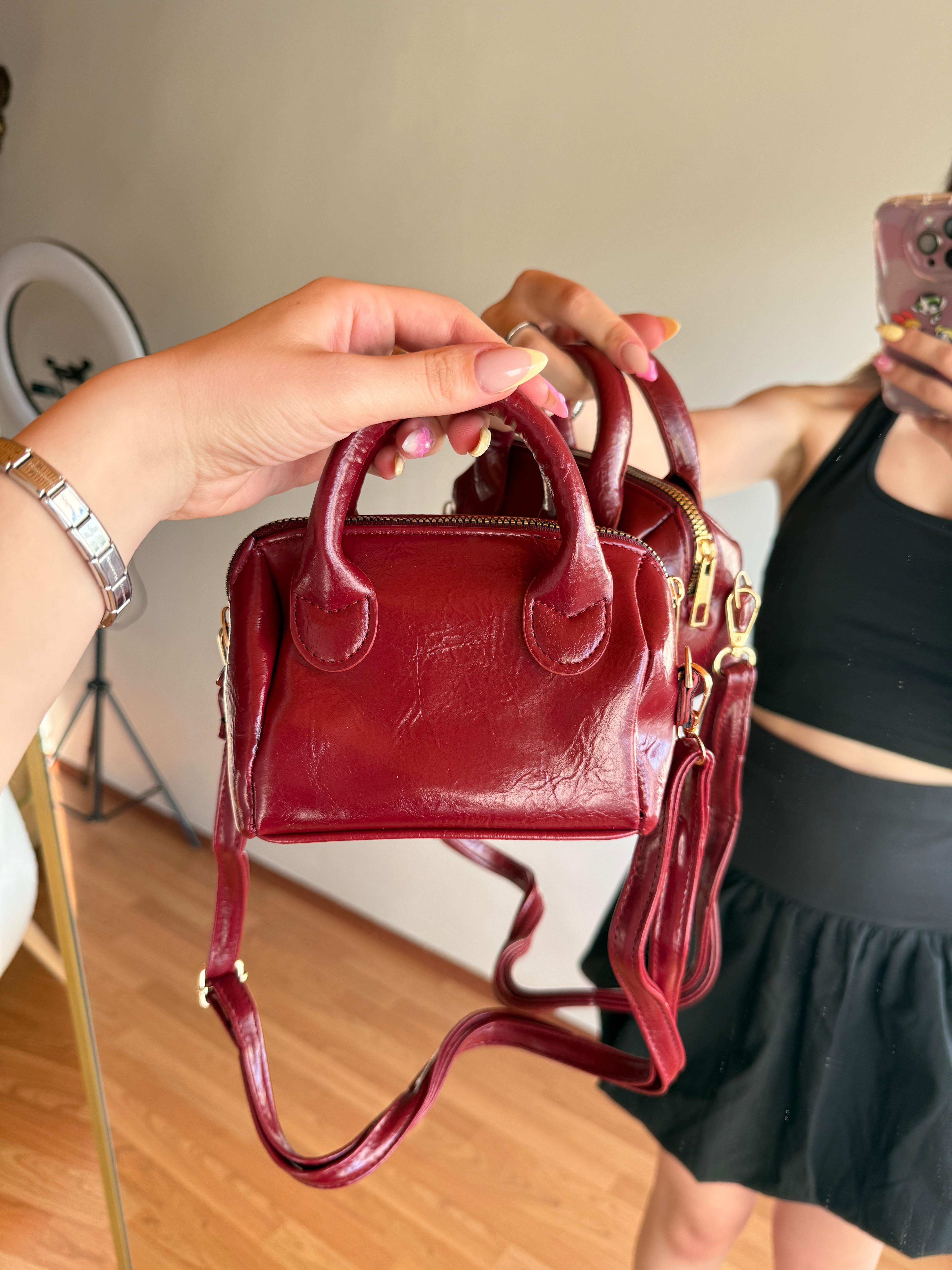 VK Model Bordo El ve Omuz Çantası