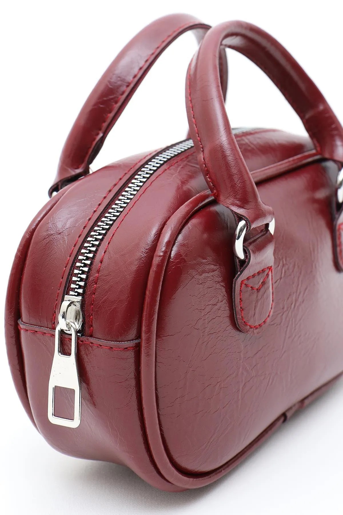 Elva Model Bordo Mini Çapraz Askılı Retro Çanta
