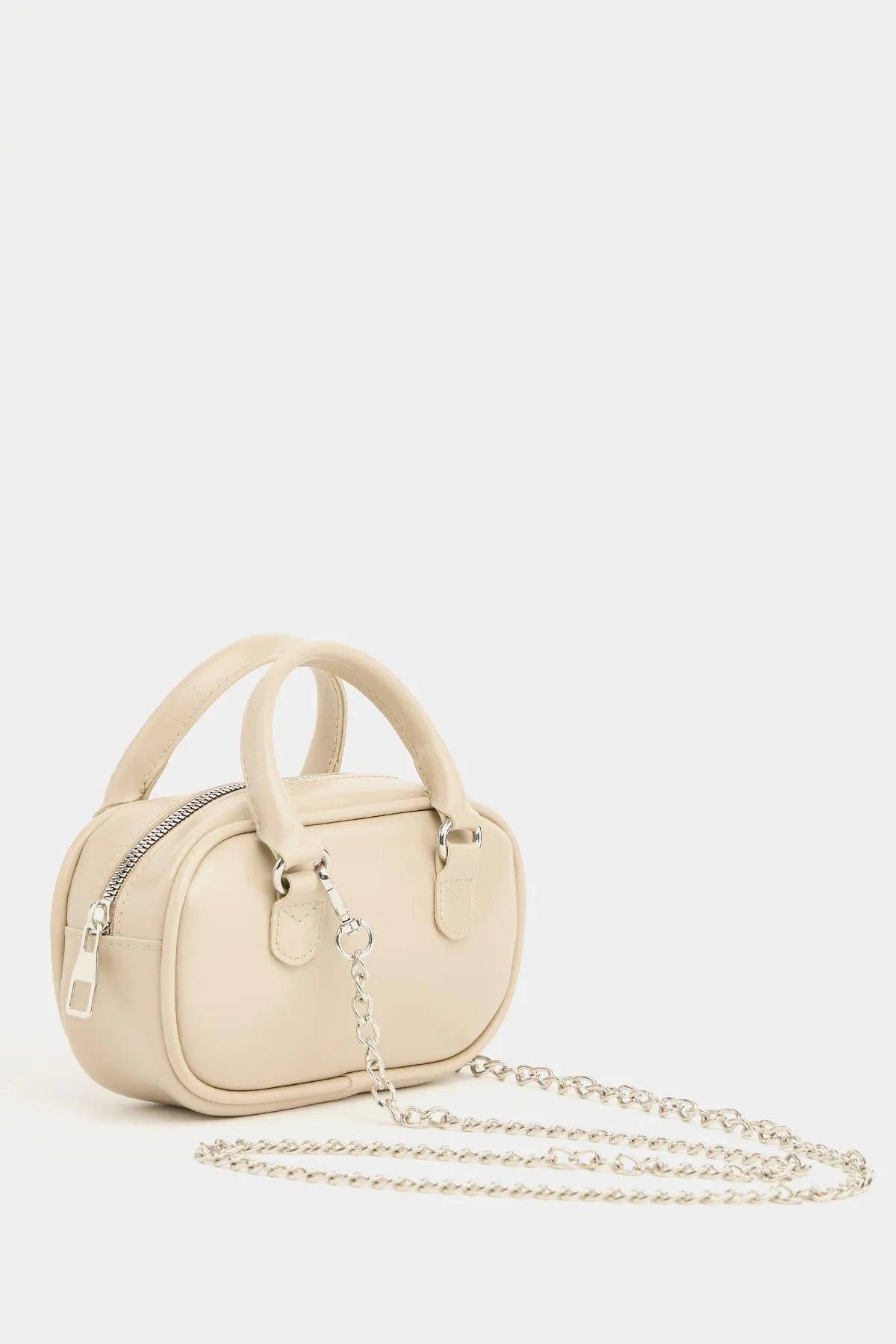 Elva Model Krem Mini Çapraz Askılı Retro Çanta