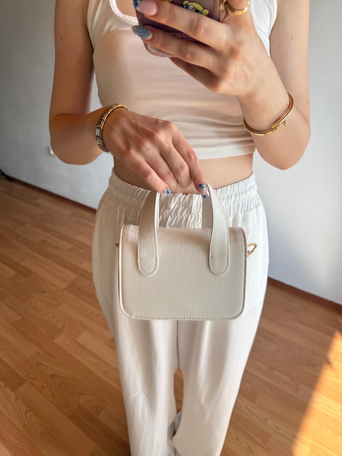 Nina Model Beyaz Kadın El ve Omuz Çantası