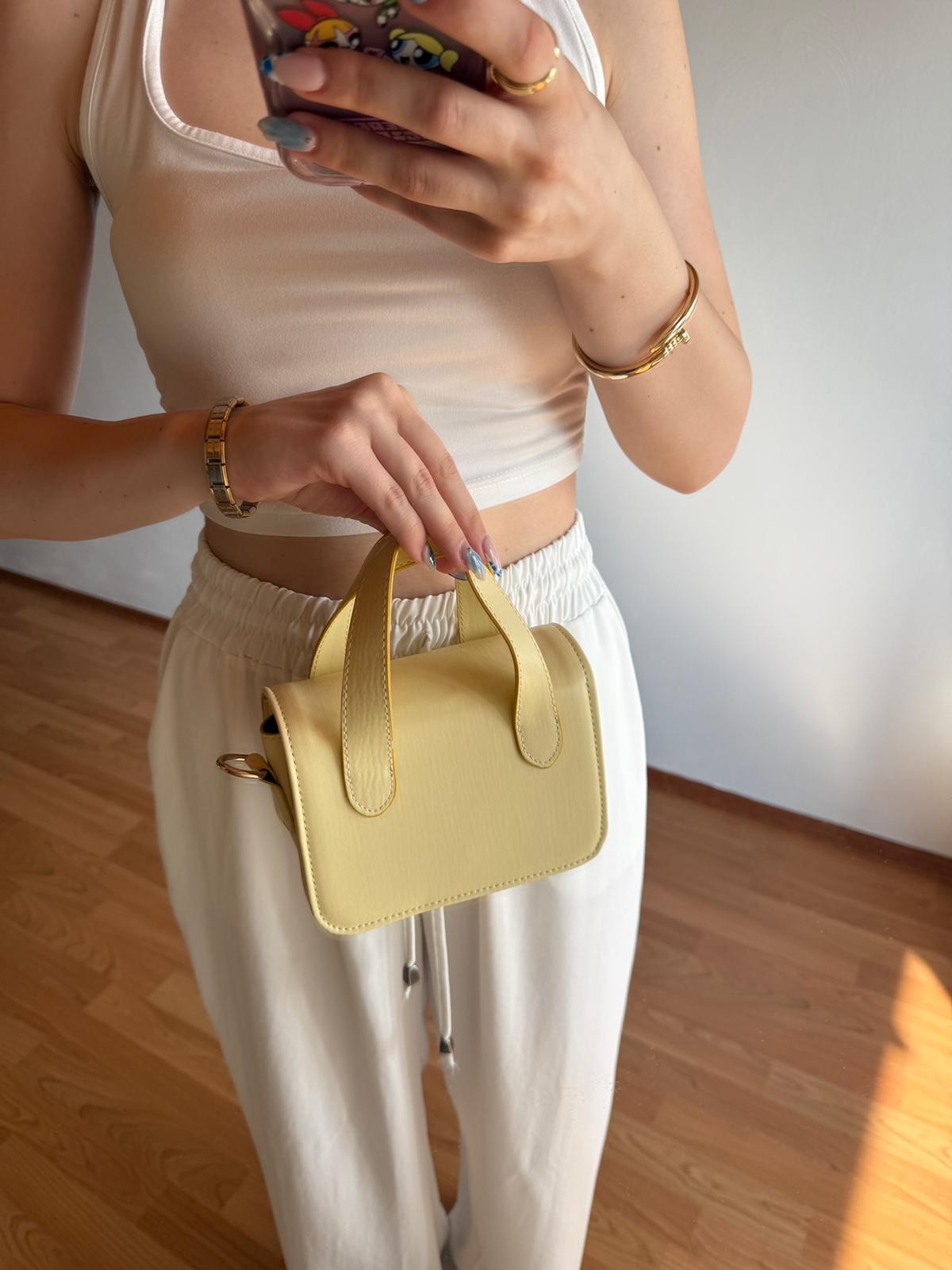 Nina Model Sarı Kadın El ve Omuz Çantası