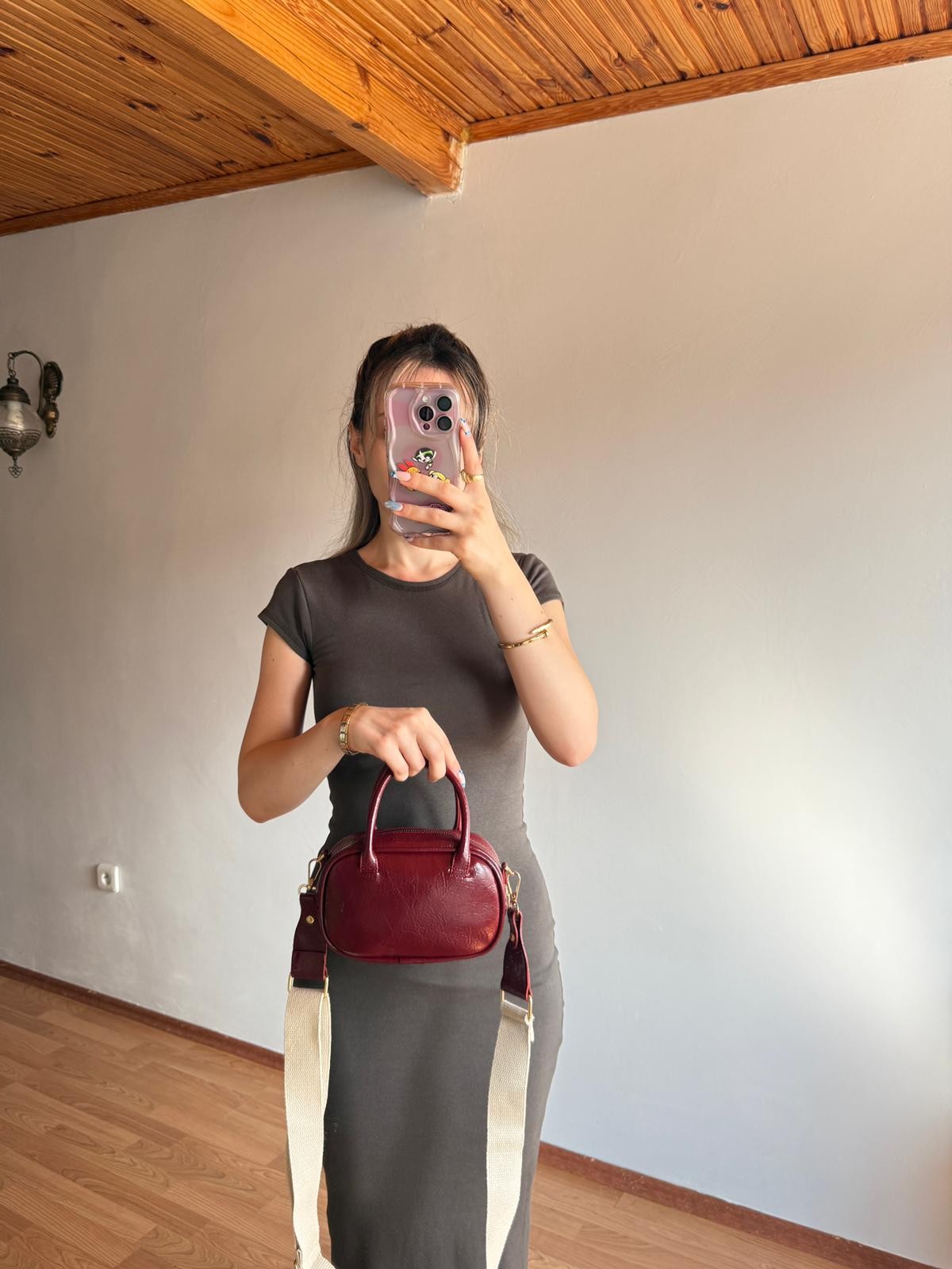 Velora Model Bordo Kadın El ve Omuz Çantası