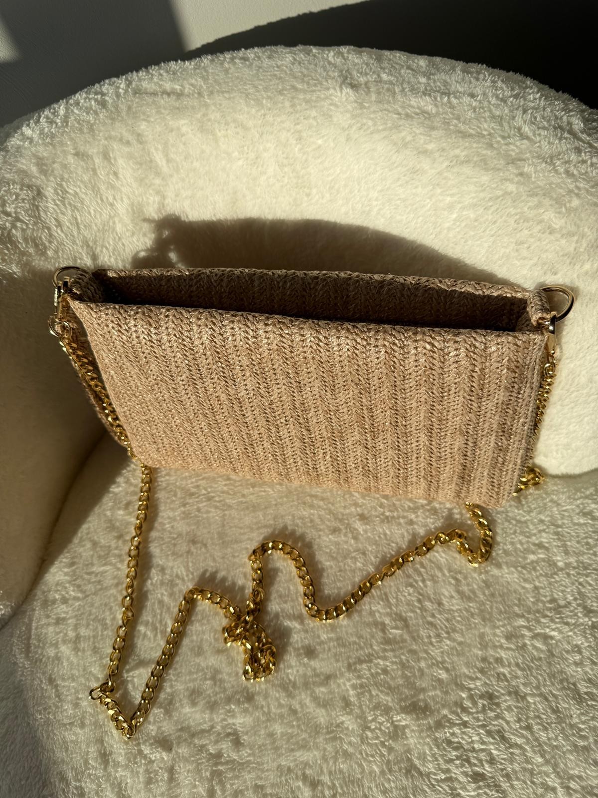 Kadın Vizon Hasır Clutch El ve Omuz Çantası