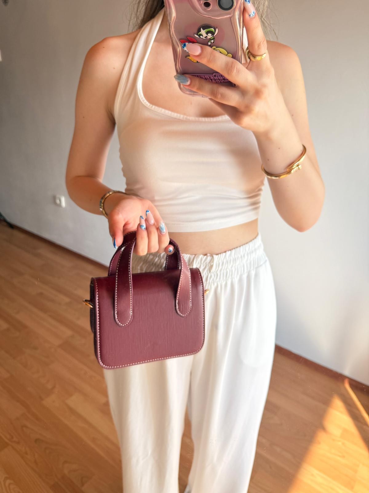 Nina Model Bordo Kadın El ve Omuz Çantası