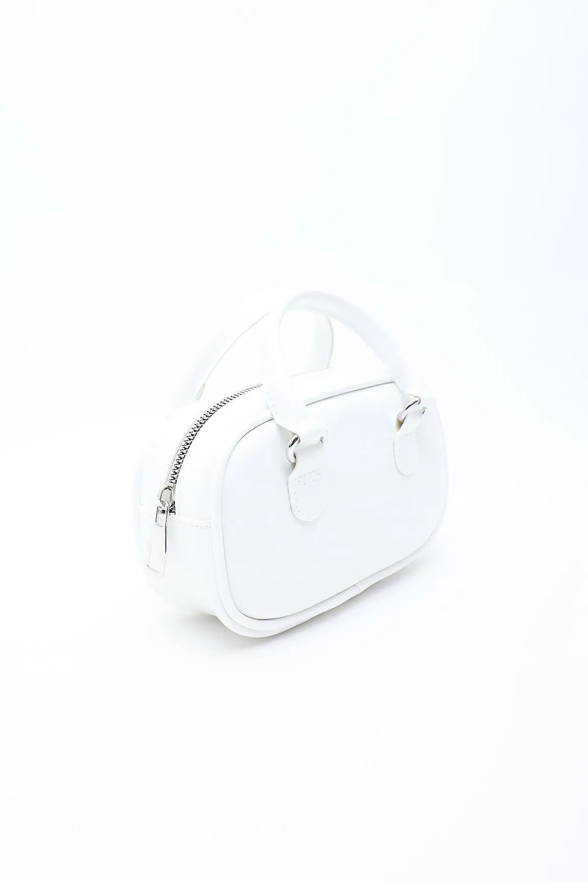 Elva Model Beyaz Mini Çapraz Askılı Retro Çanta