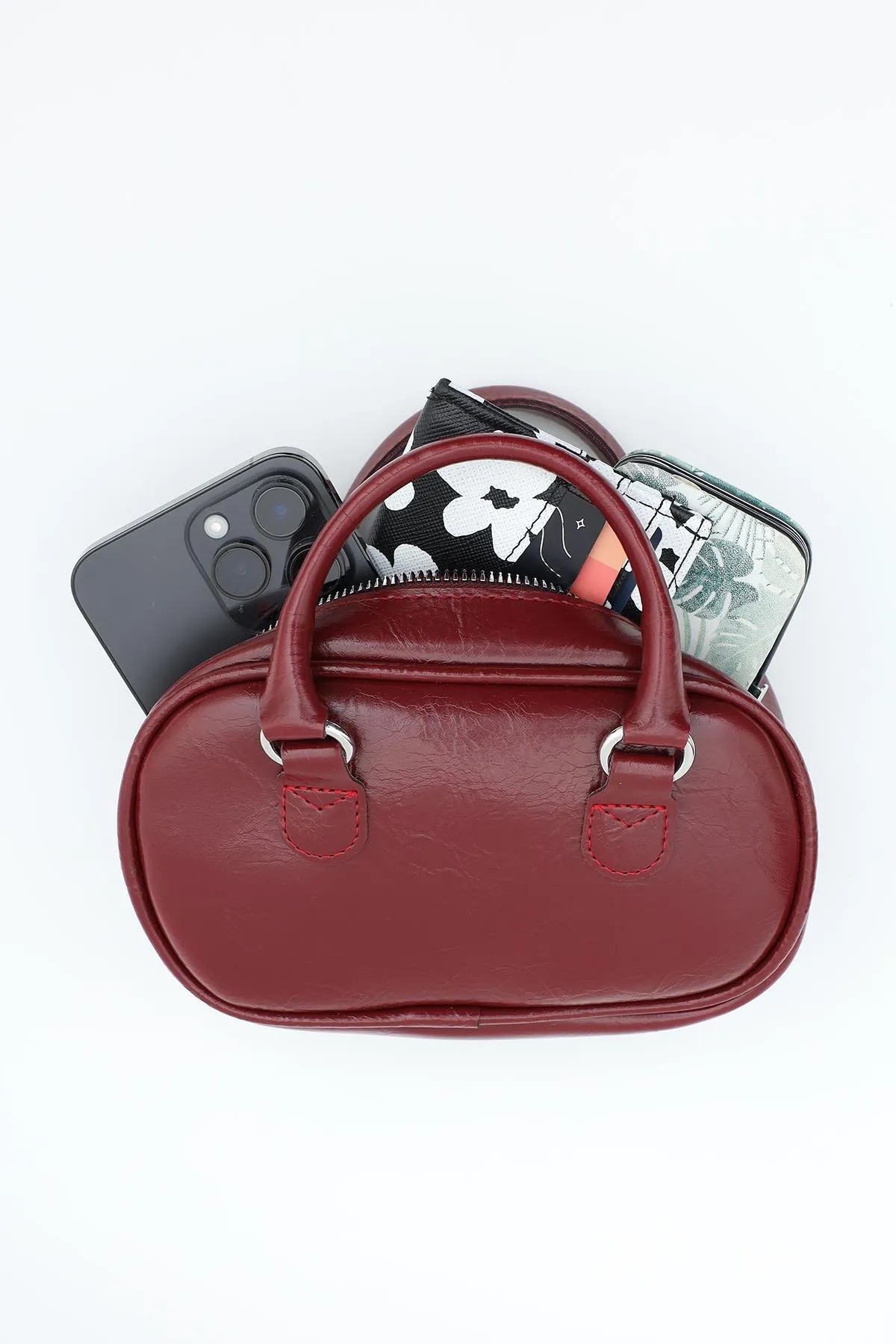 Elva Model Bordo Mini Çapraz Askılı Retro Çanta