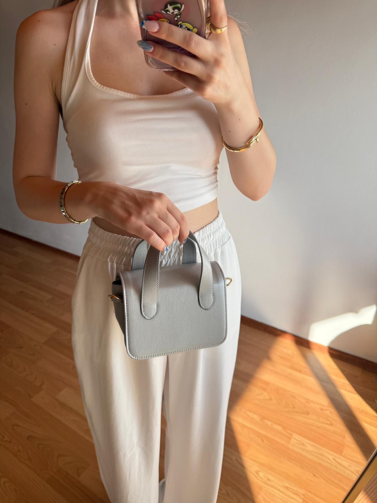 Nina Model Gümüş Kadın El ve Omuz Çantası