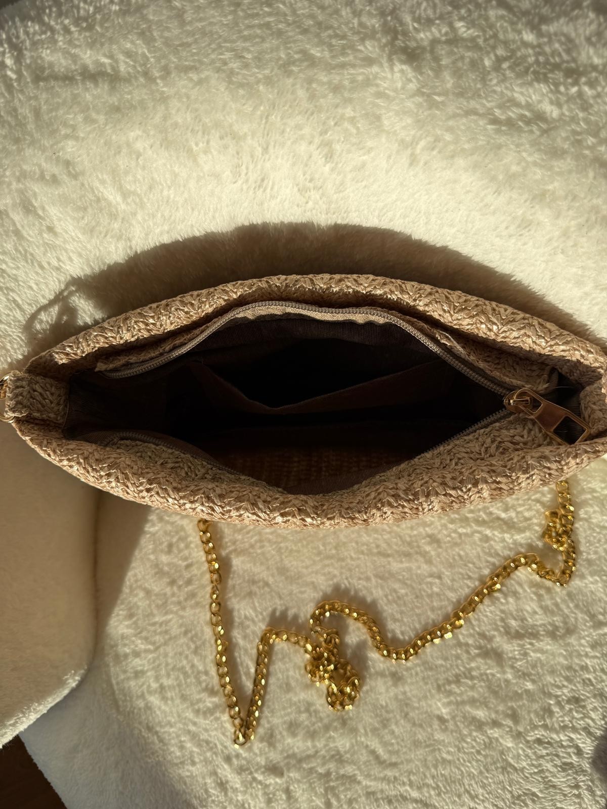 Kadın Vizon Hasır Clutch El ve Omuz Çantası