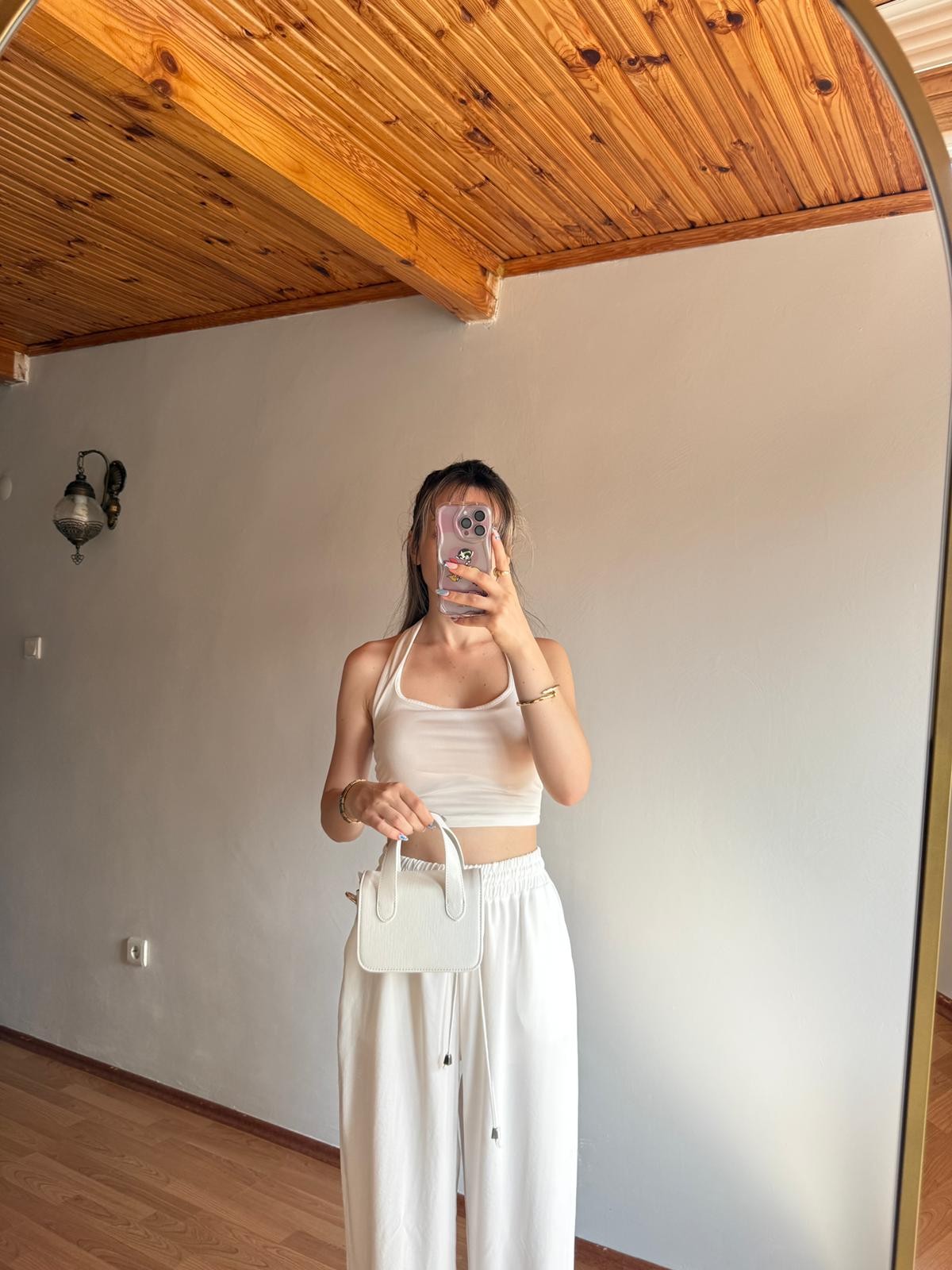 Nina Model Beyaz Kadın El ve Omuz Çantası