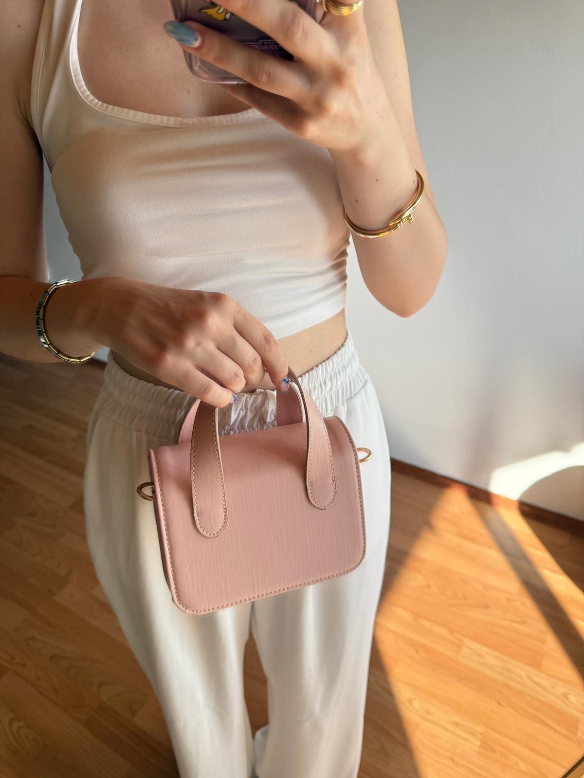 Nina Model Pembe Kadın El ve Omuz Çantası