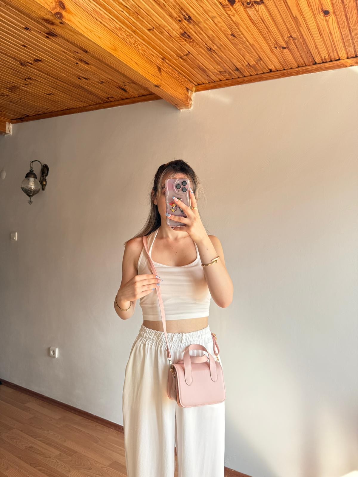 Nina Model Pembe Kadın El ve Omuz Çantası