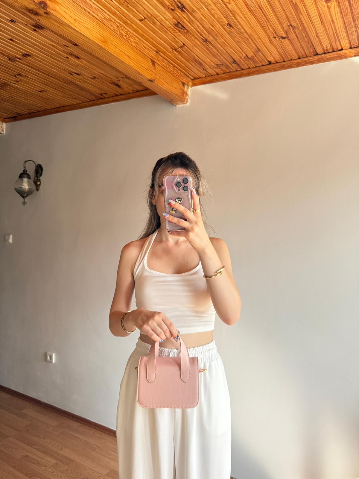 Nina Model Pembe Kadın El ve Omuz Çantası