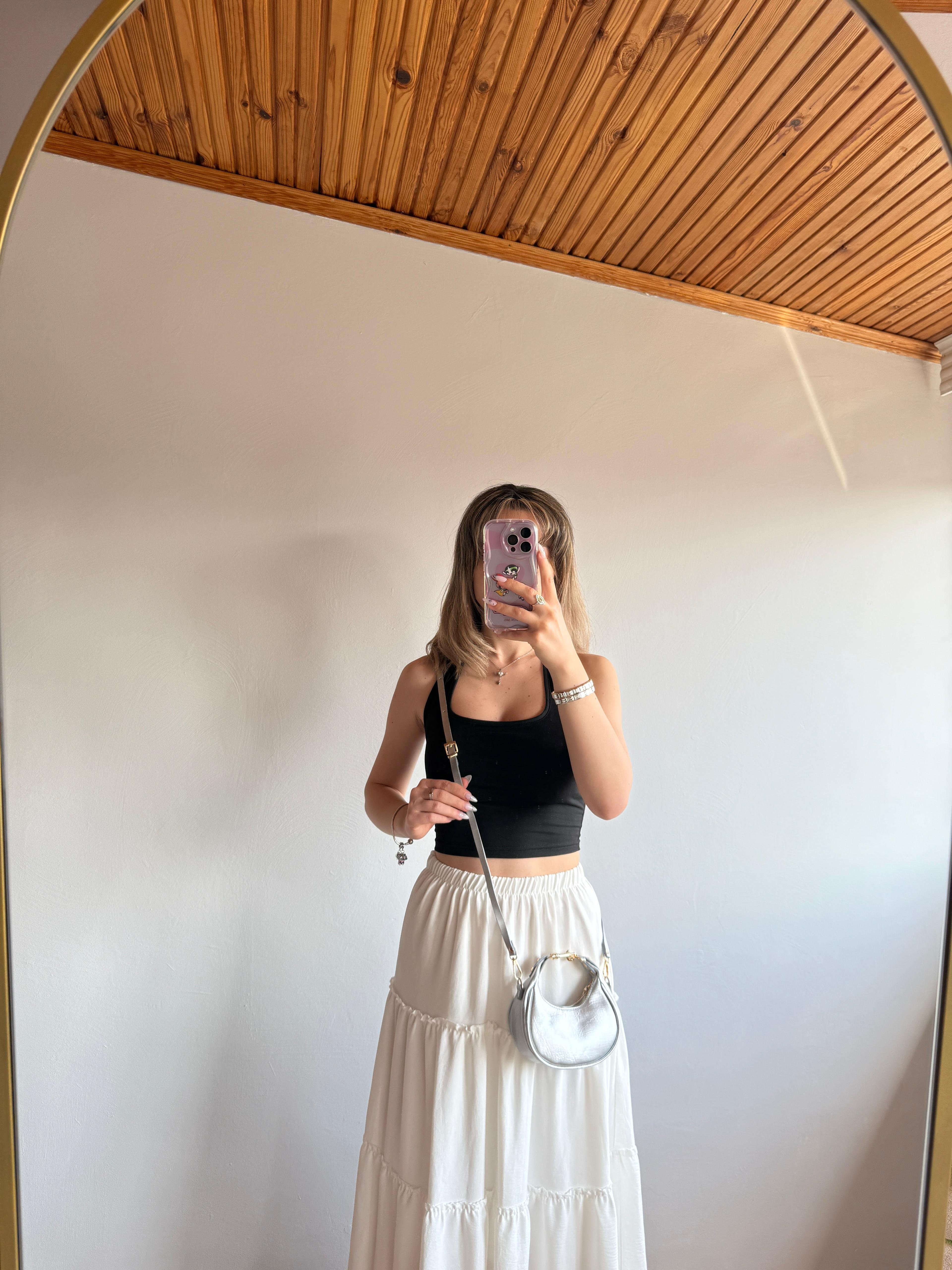 CC Model Mini Boy Gümüş Aksesuar Detaylı Kadın El ve Omuz Çanta 