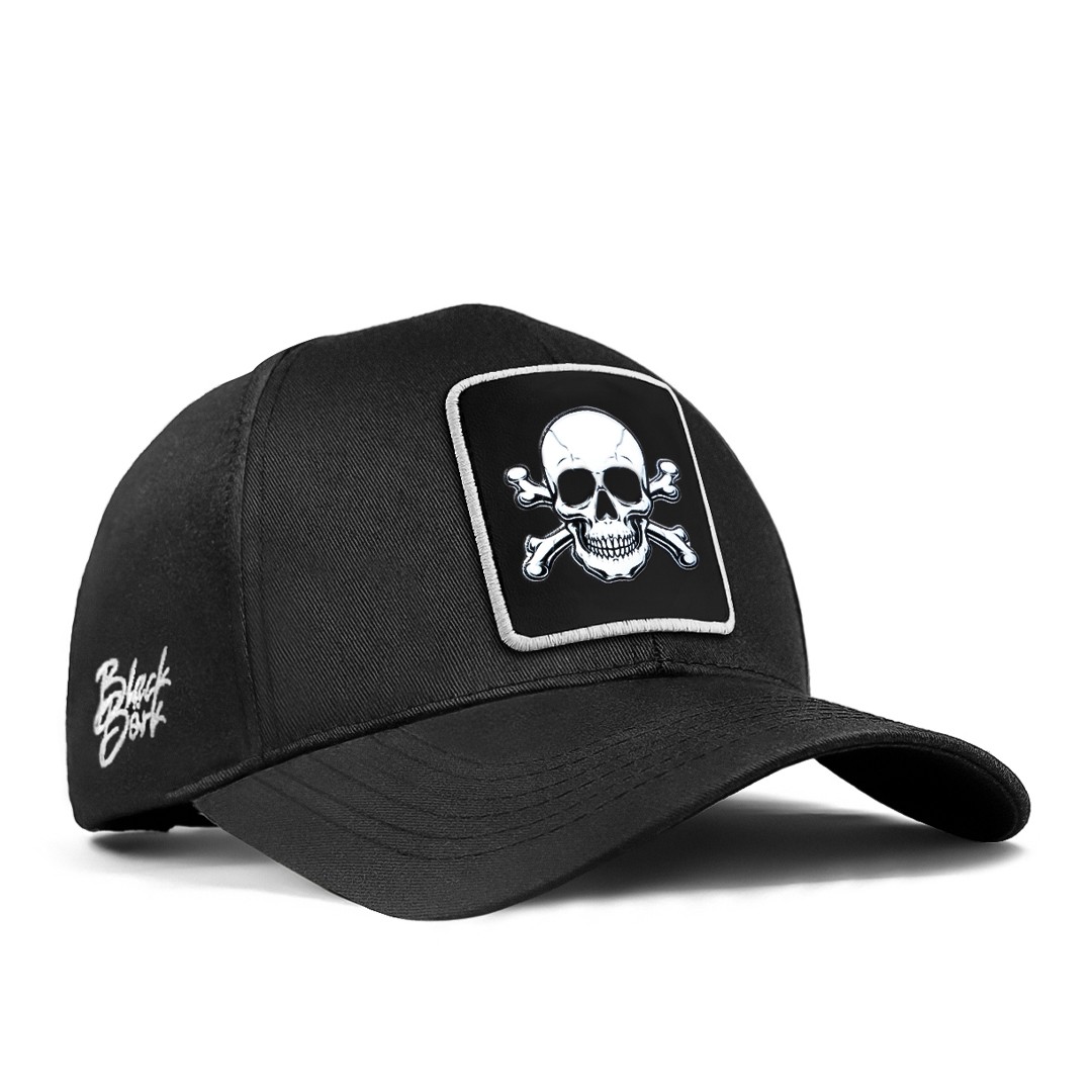 BlackBörk Six Baseball Unisex Siyah Şapka (Cap) - Kurukafa - 3 Kod Logolu