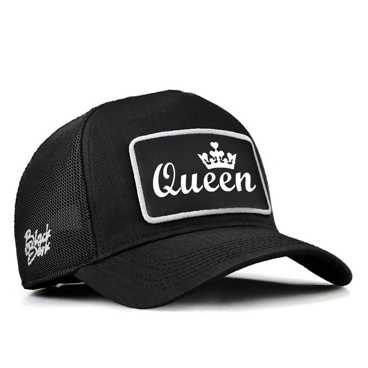 Siyah Cordura Kumaş Trucker Şapka (Cap) - Queen - 2 Kod Logolu