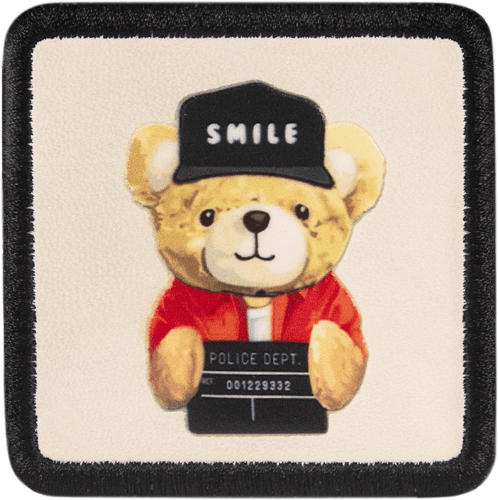 V1 Smile Ayı - 1BS Kod Logolu Unisex Beyaz- Siyah Bench (Patch)