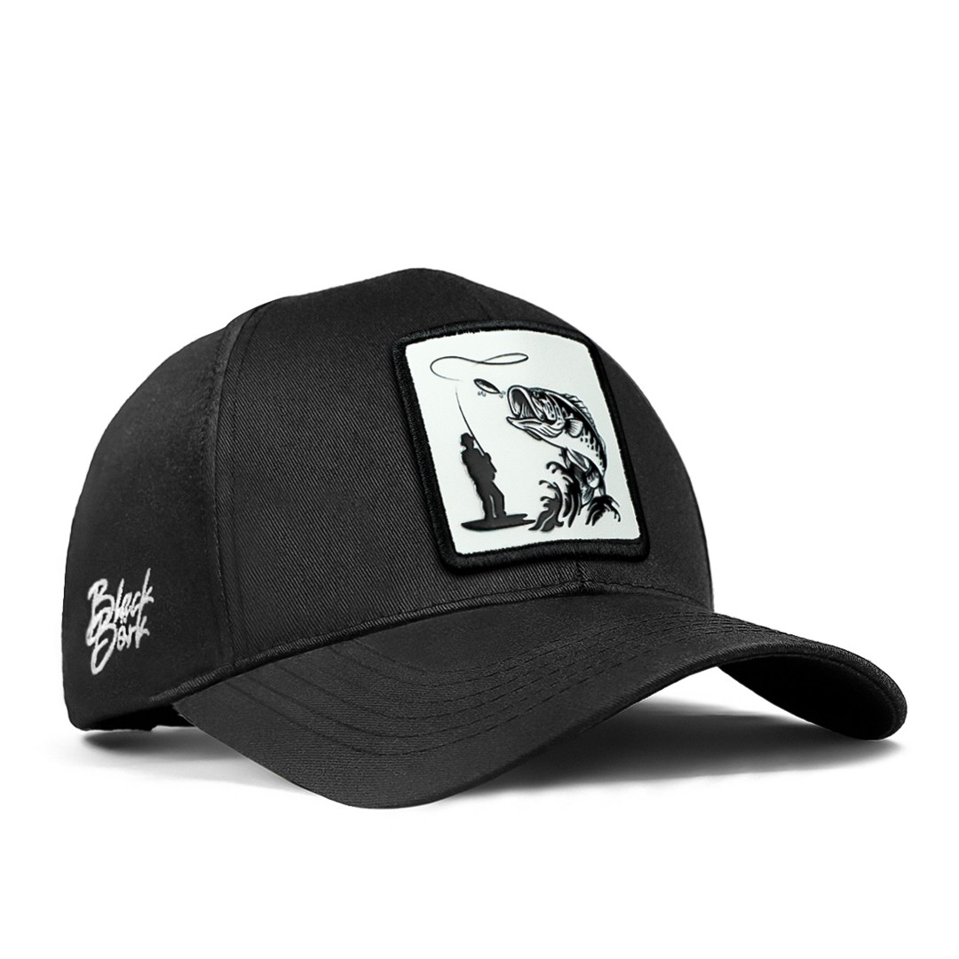 BlackBörk Six Baseball Unisex Siyah Şapka (Cap) - Balıkçı - 1 Kod Logolu