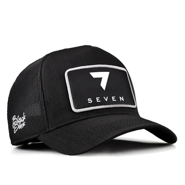 Siyah Cordura Kumaş Trucker Şapka (Cap) - 7 Seven - 2 Kod Logolu