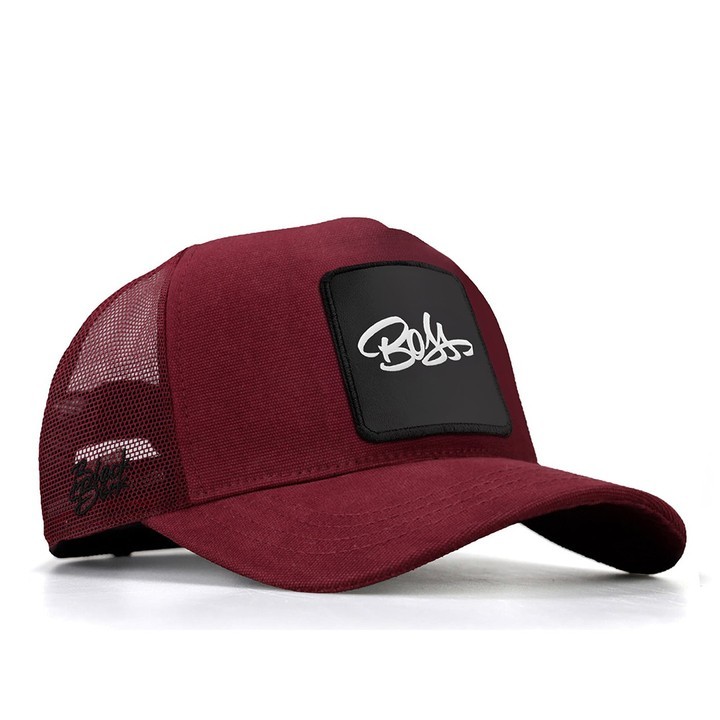 Bordo Şapka (Cap) - Boss - 4 Kod Logolu