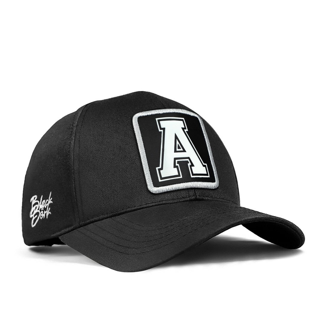 BlackBörk Six Baseball Unisex Siyah Şapka (Cap) - A Harf - 2 Kod Logolu