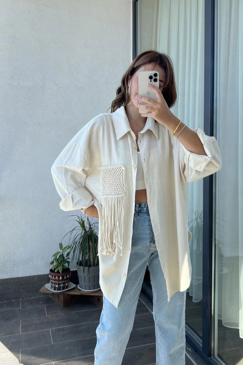 KADIN OVERSİZE GÖMLEK- TAŞ